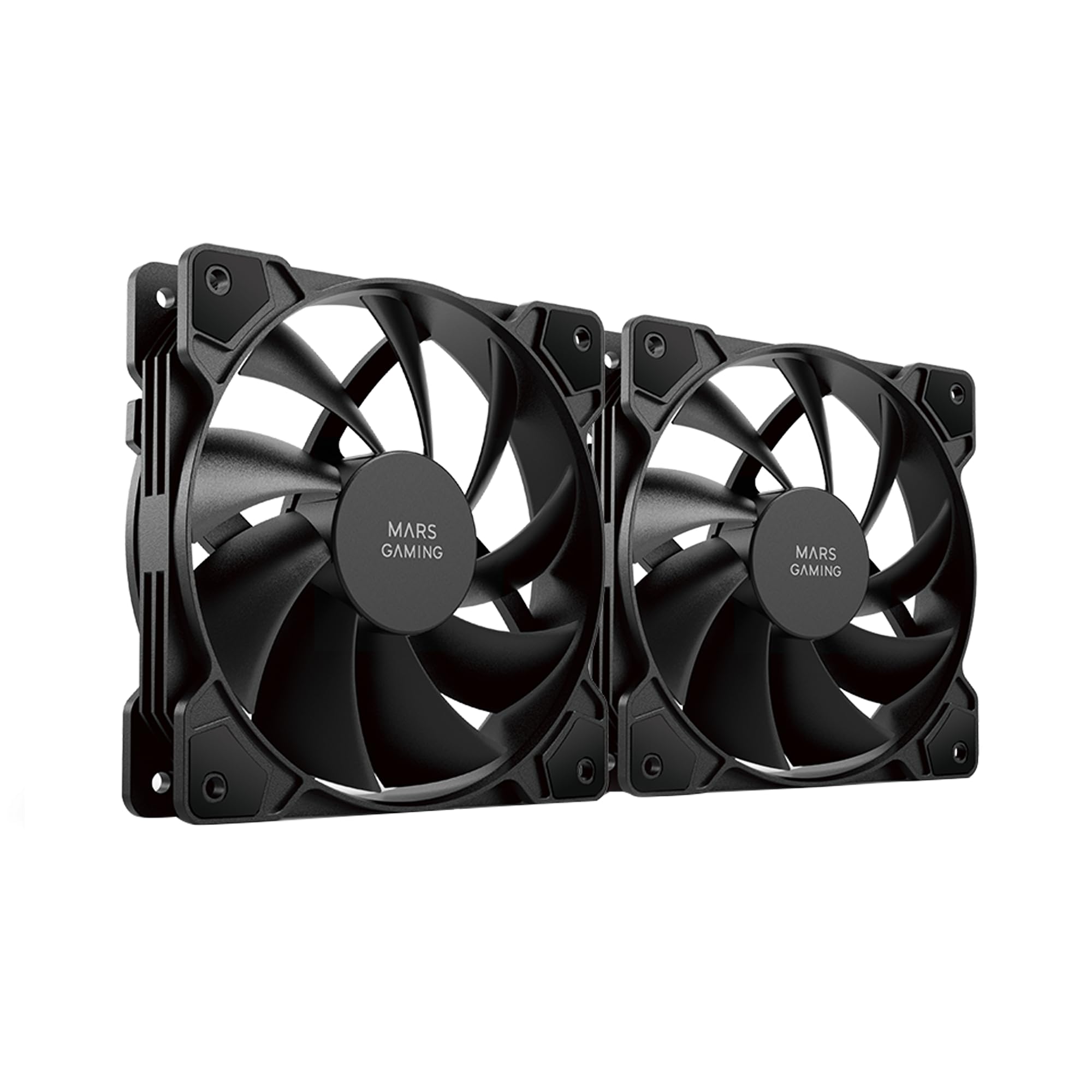 MARS GAMING Lot de 2 Ventilateurs boitier MF-PWMX2 - 12cm (Noir)
