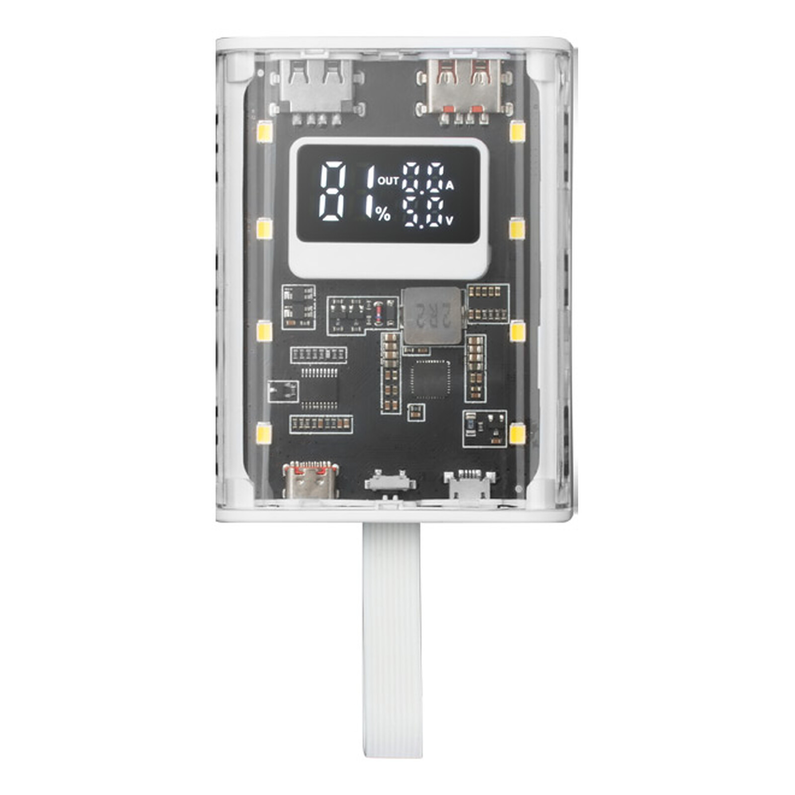 MARS GAMING Batterie externe USB  MPK - 10000mAh (Transparent/Blanc)