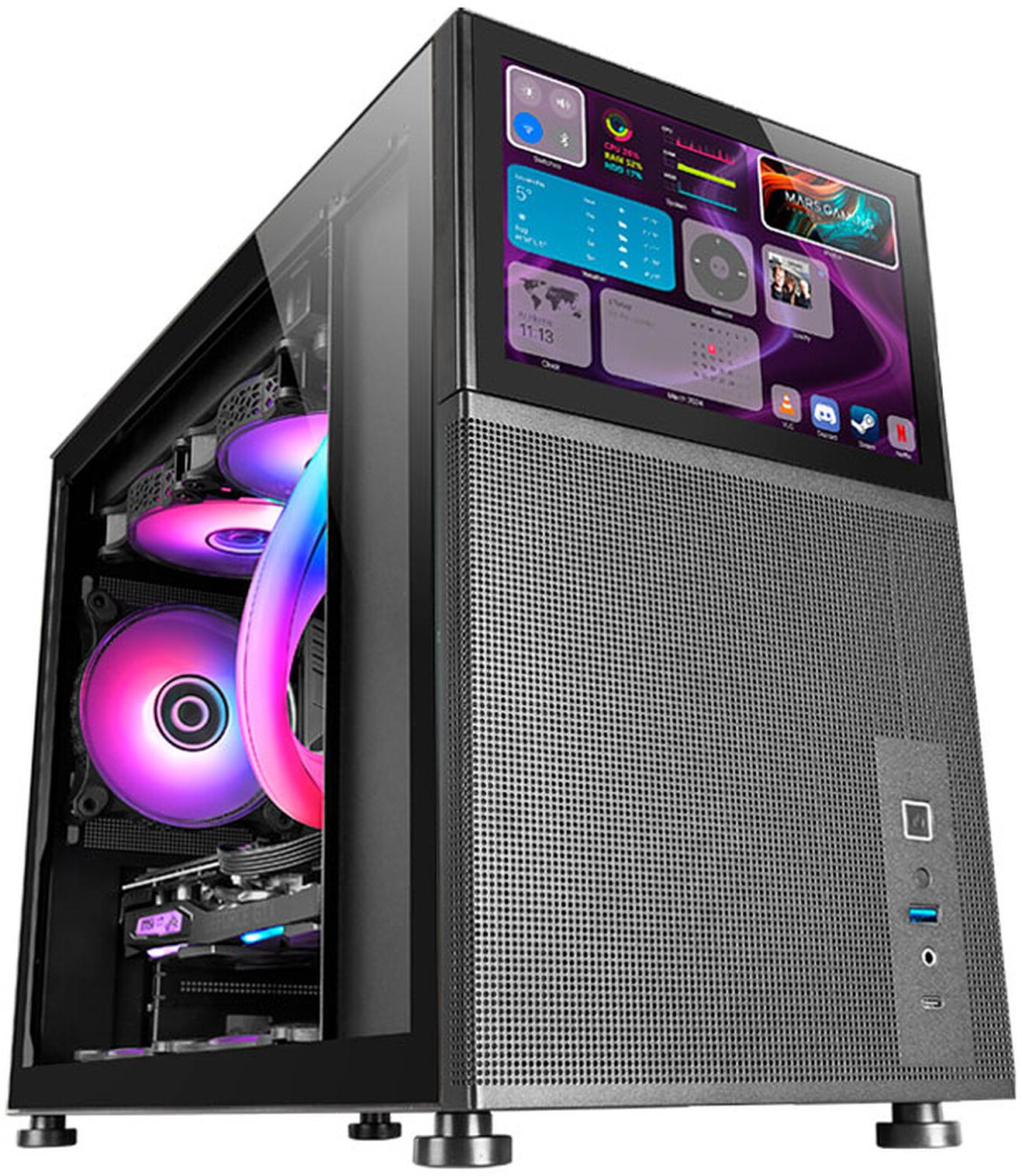 MARS GAMING MARS GAMING Boitier Mini Tour Micro ATX MC-LCD avec panneau vitré (Noir) - Boîtier Mini Tour Micro ATX Mars Gaming MC-LCD avec écran LCD IPS 8