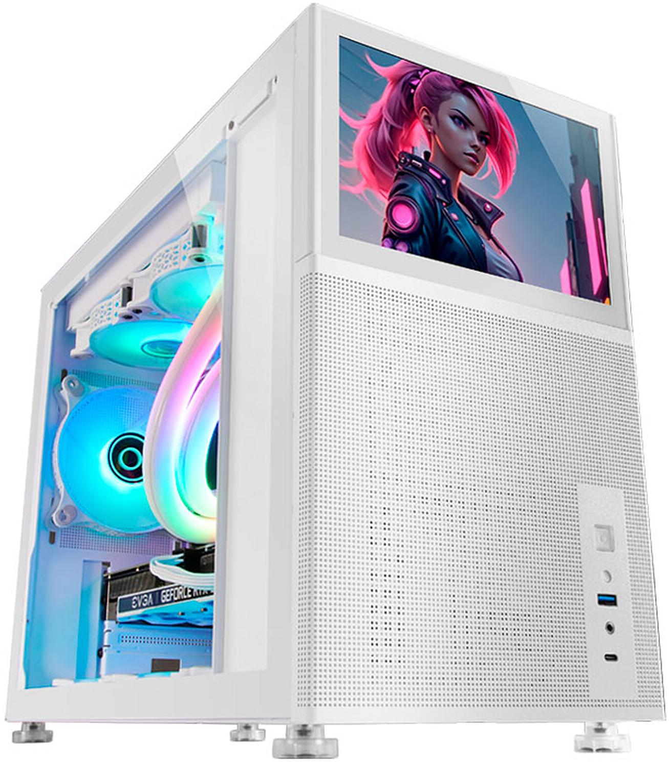 MARS GAMING Boitier Mini Tour Micro ATX MC-LCD avec panneau vitré (Blanc)