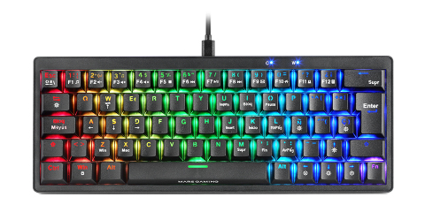 MARS GAMING Mkminipro clavier mécanique 60% Rgb commutateur remplaçable à chaud bleu espagnol noir