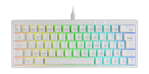 MARS GAMING Mkminipro clavier mécanique 60% RGB interrupteur à chaud bleu espagnol blanc