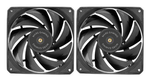 MARS GAMING MF-NCLX2 Kit 2 Ventilateurs Ultra-silencieux Conception FDB 120mm Pales PWM Hybrides Noir