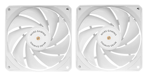 MARS GAMING Lot de 2 Ventilateurs boitier MF-NCLX2 - 12cm (Blanc)