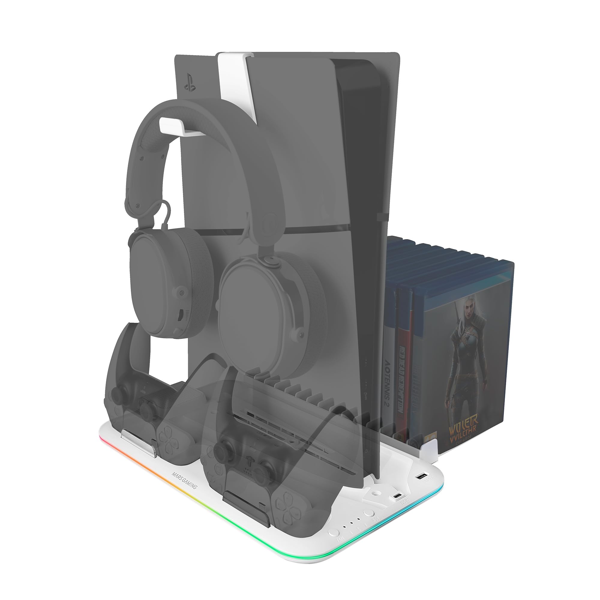 MARS GAMING Support Multifonction  MPS5-B2 RGB pour PS5 (Blanc)