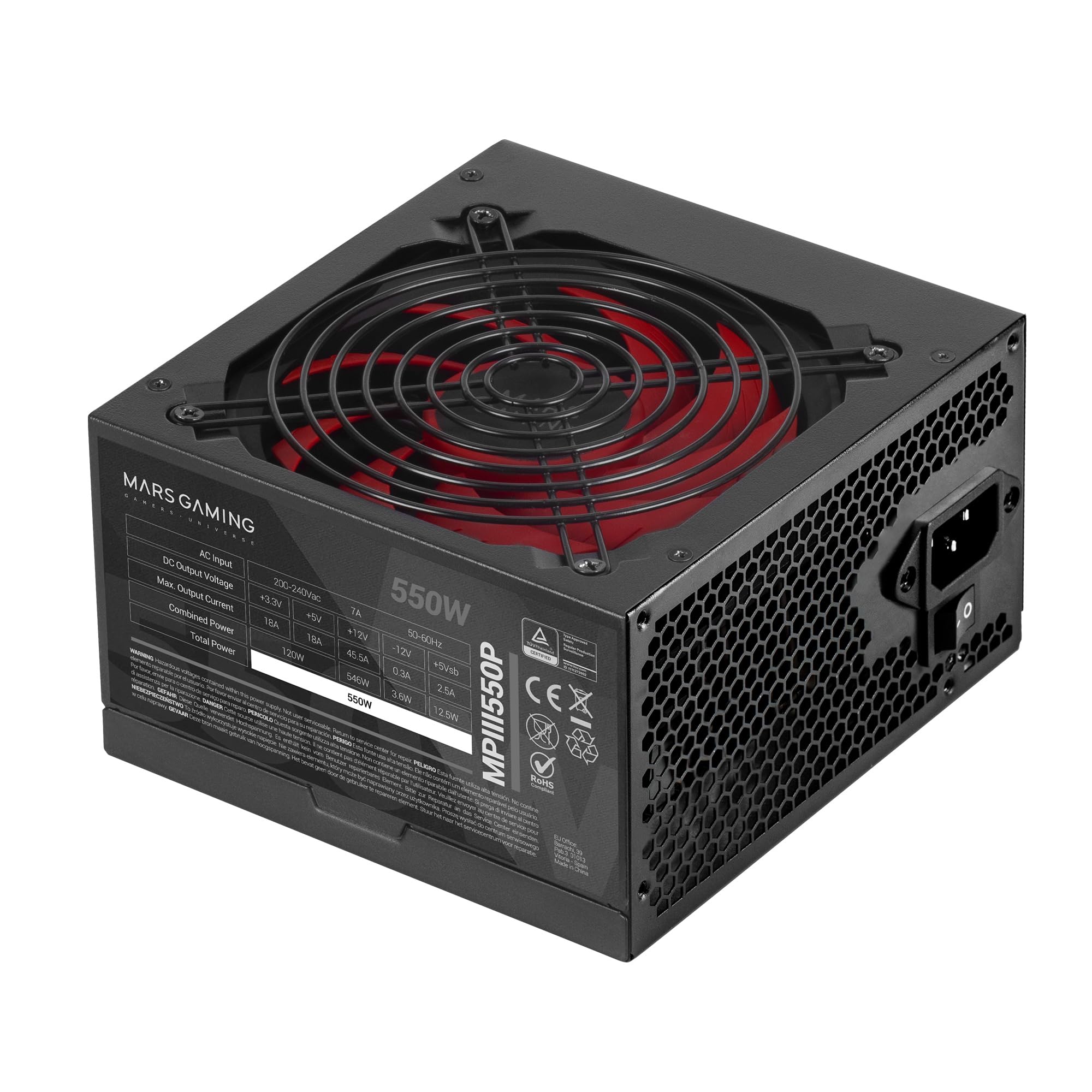 MARS GAMING Alimentation ATX  MPIII P - 550W (Noir/Rouge)