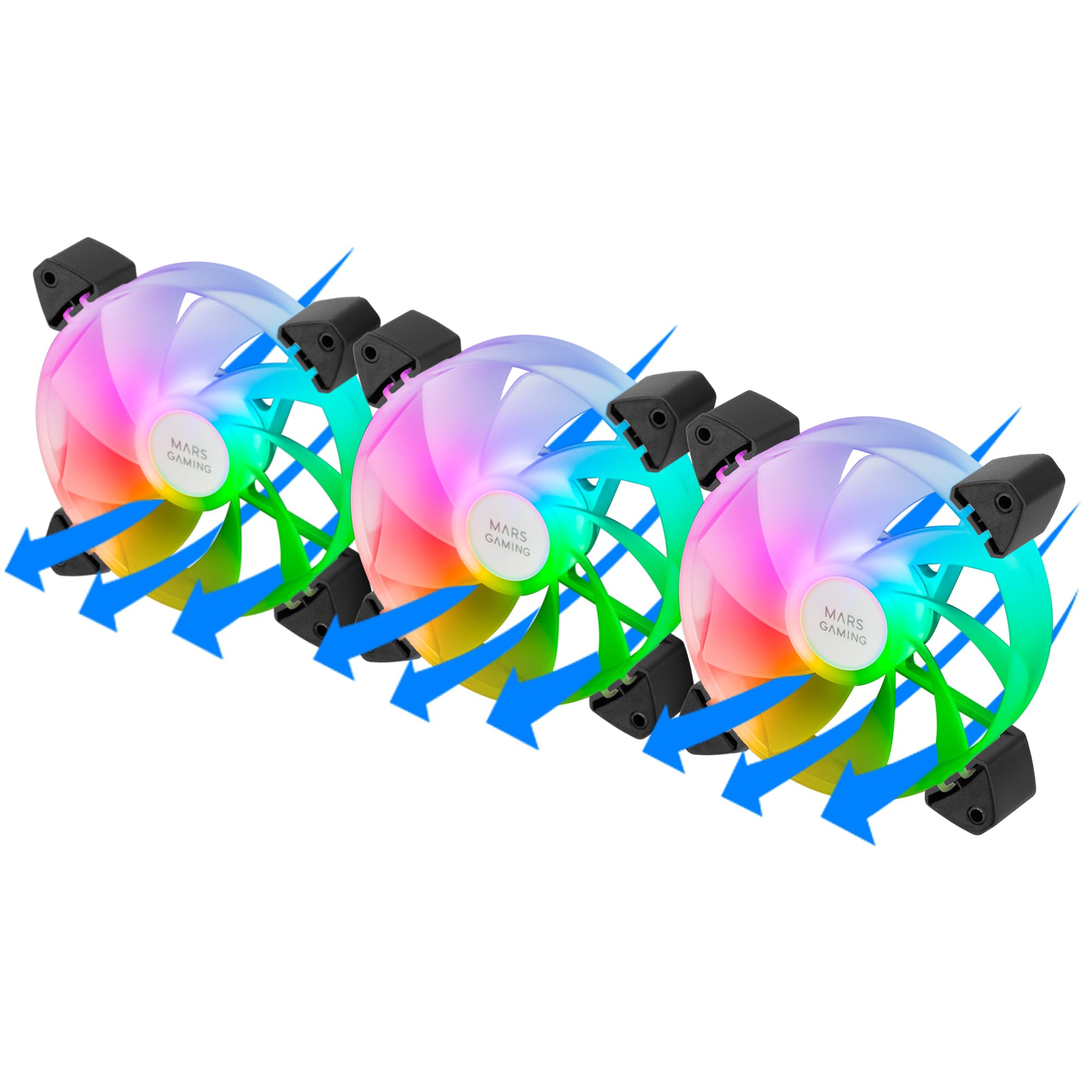 MARS GAMING Lot de 3 Ventilateurs boitier MF-3AR RGB - 12cm (Noir)