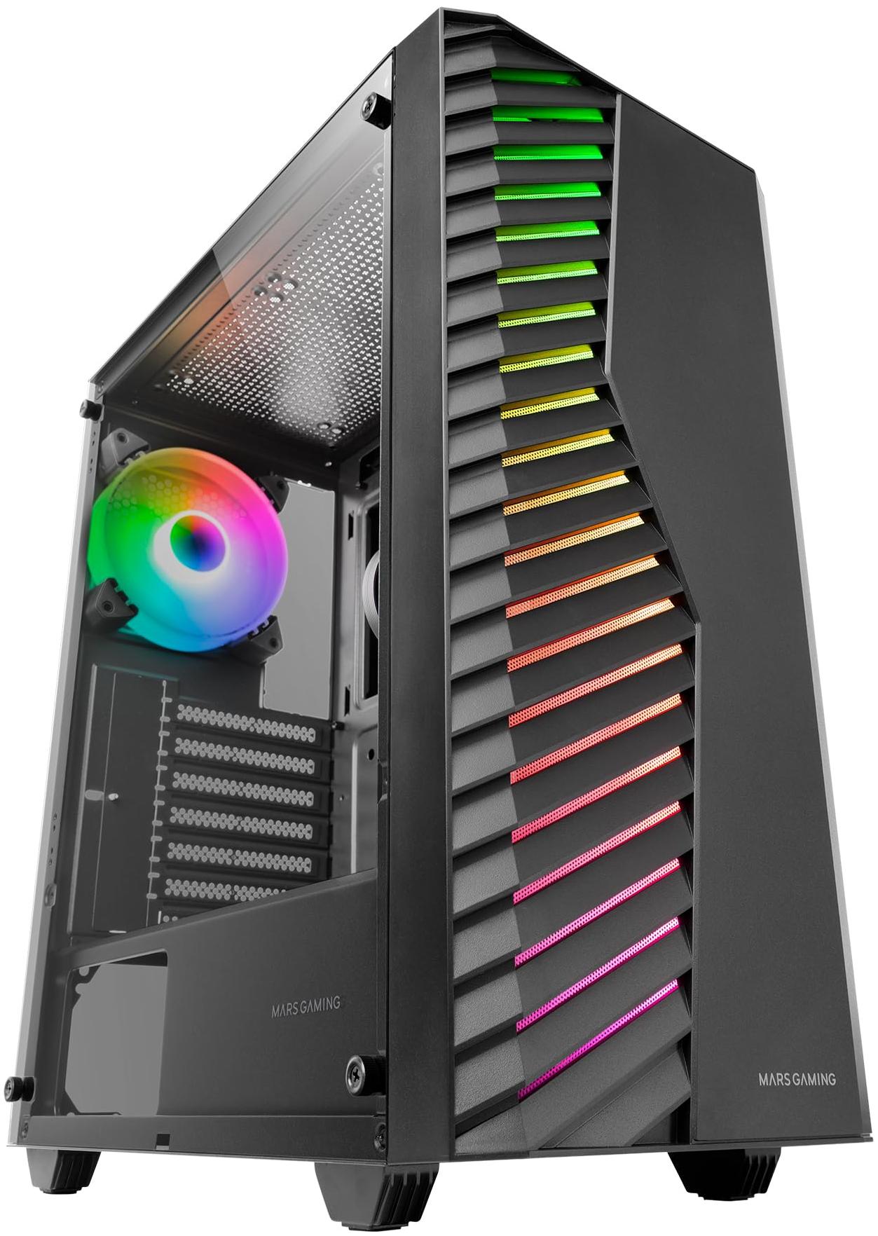 MARS GAMING Boitier Moyen Tour ATX MC-Volt RGB avec panneau vitré (Noir)