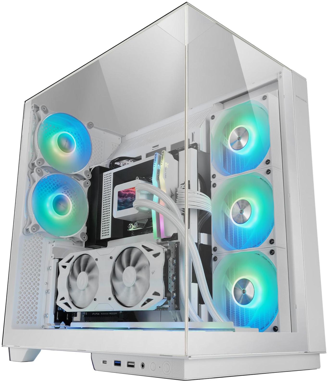 MARS GAMING Boitier Moyen Tour ATX MC-3GF RGB avec panneaux vitrés (Blanc)