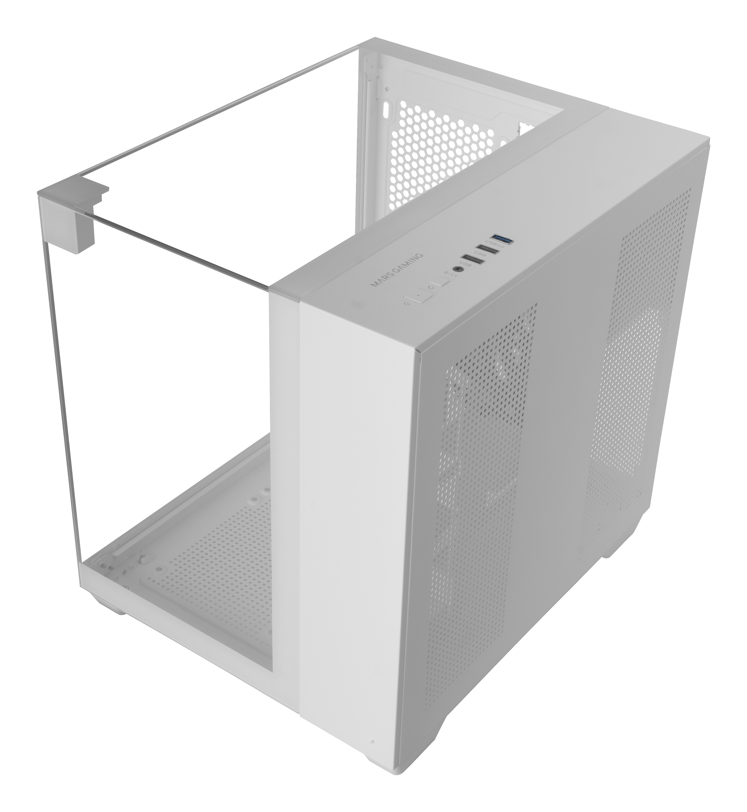 MARS GAMING Boitier Mini Tour Micro ATX MCVISIONM avec panneaux vitrés (Blanc)
