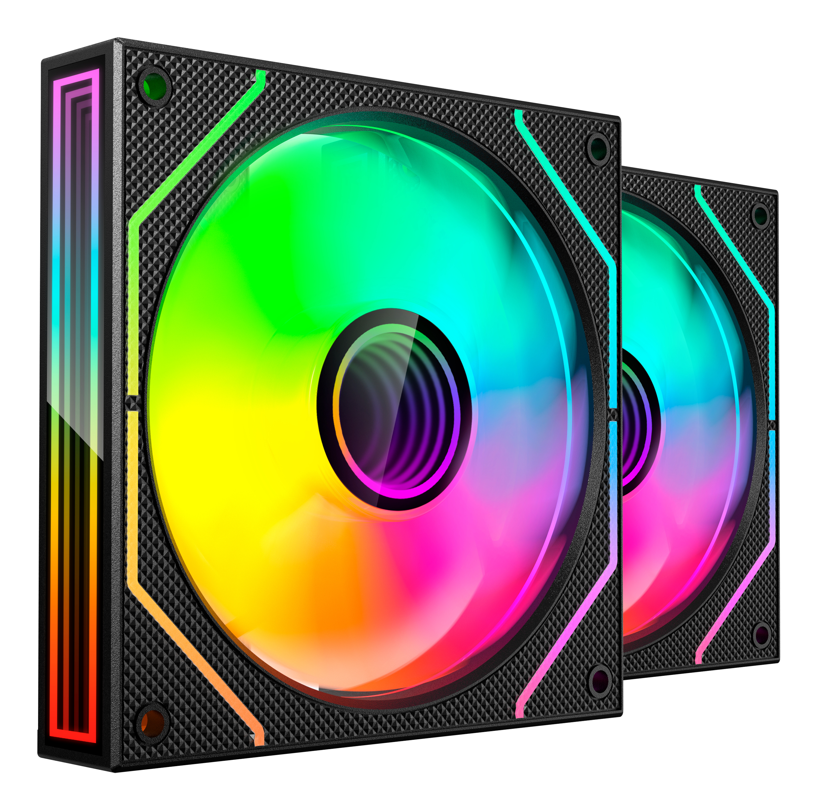 MARS GAMING Kit MF-3Dprox2 : 2 ventilateurs PWM FDB 120 mm Argb Triple Infinity Mirror 360°, noir