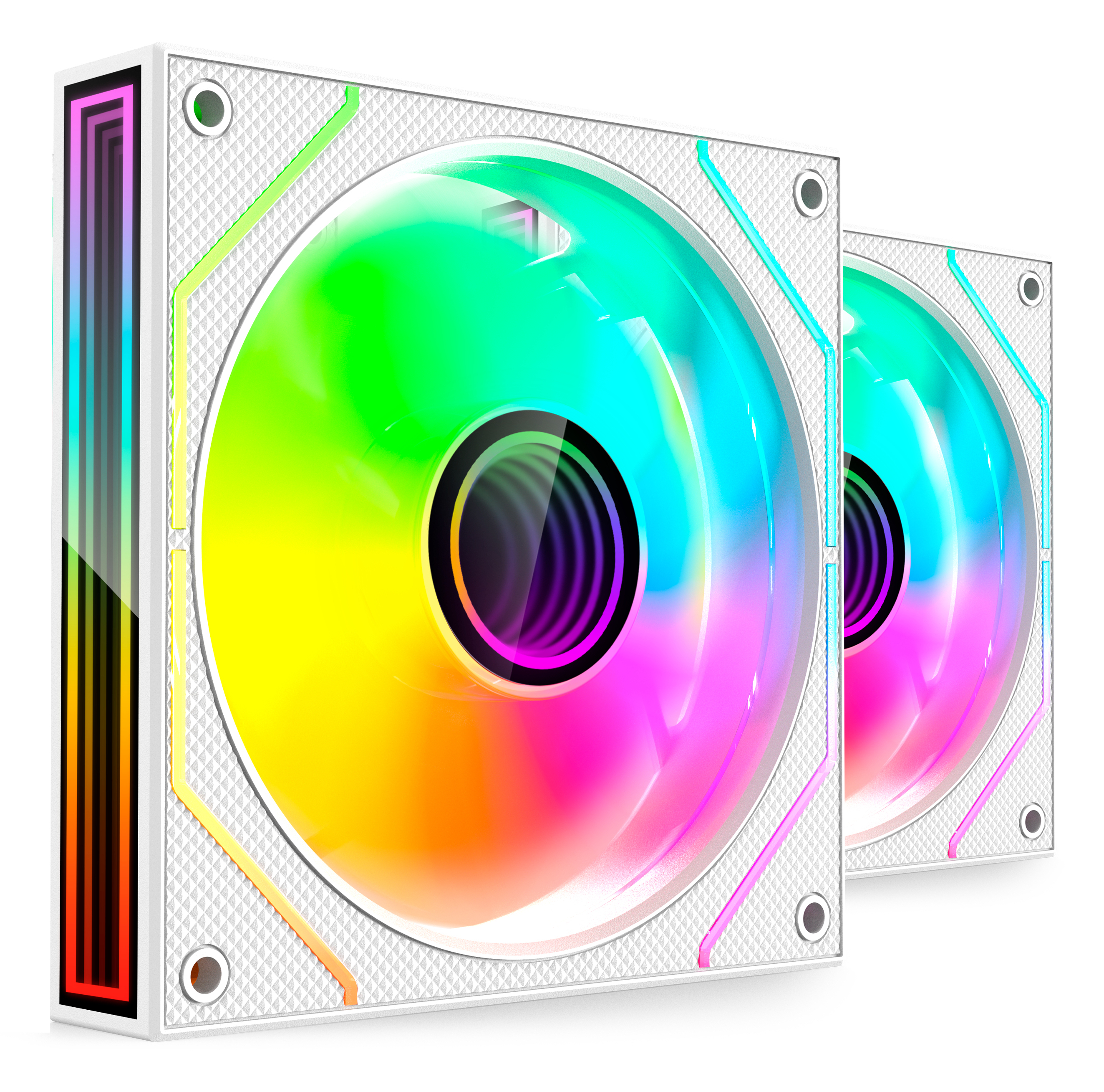 MARS GAMING Kit MF-3Dprox2 : 2 ventilateurs PWM FDB 120 mm Argb Triple Infinity Mirror 360°, blanc