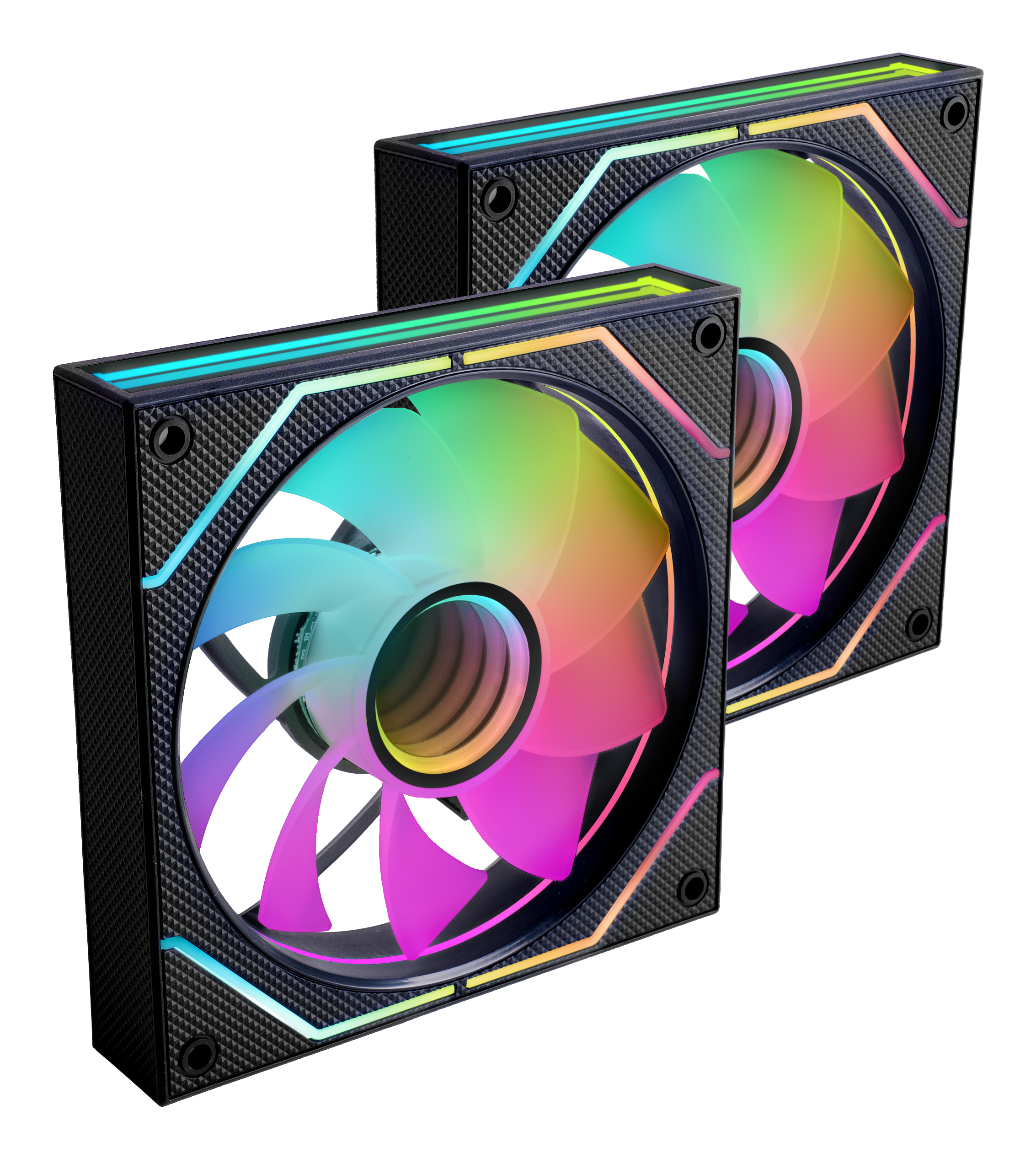 MARS GAMING Kit MF-3DPROX2R : 2 ventilateurs Argb 120 mm à pales inversées, PWM, FDB, noir