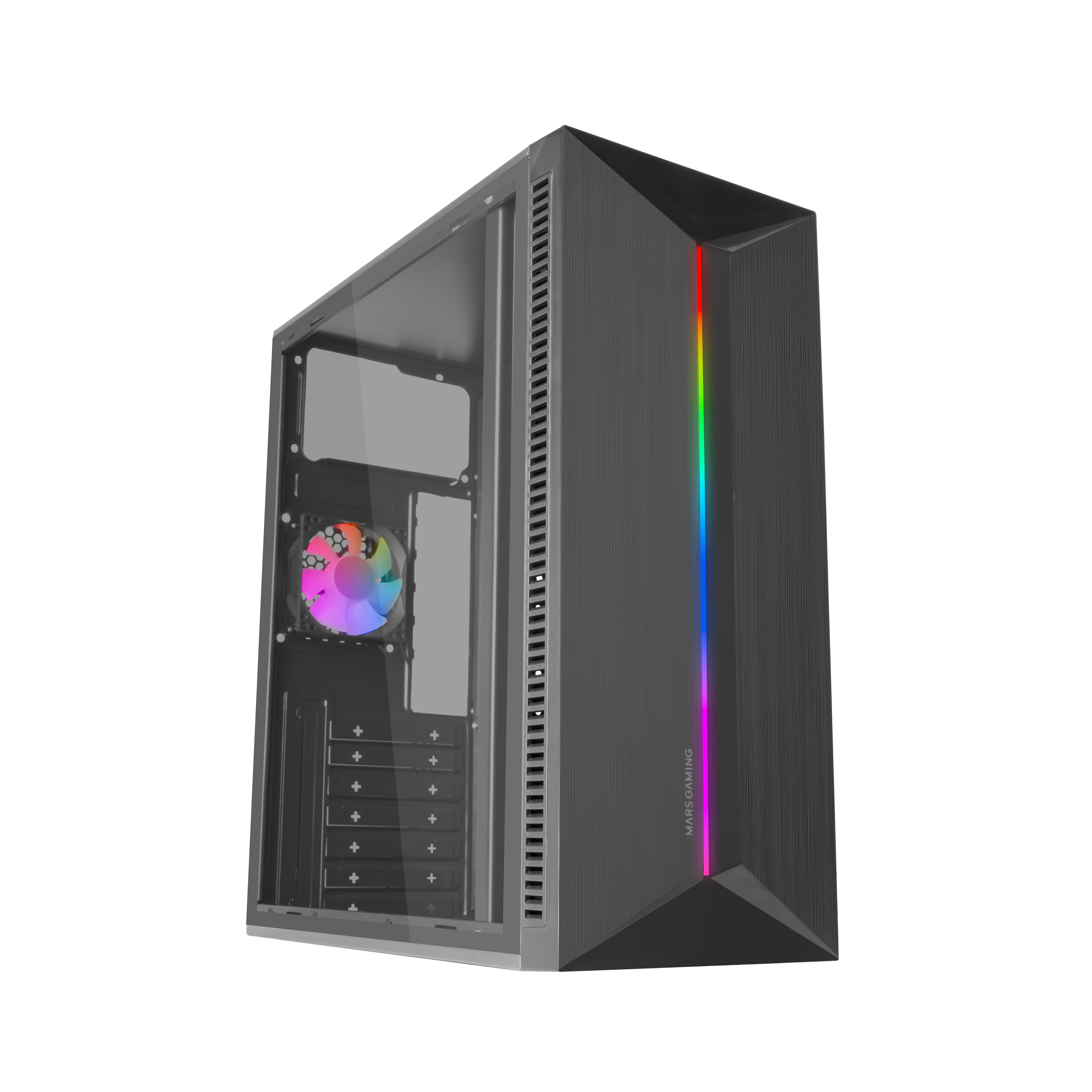 MARS GAMING Boitier Moyen Tour ATX MC-Blaze RGB avec panneaux vitrés (Noir)