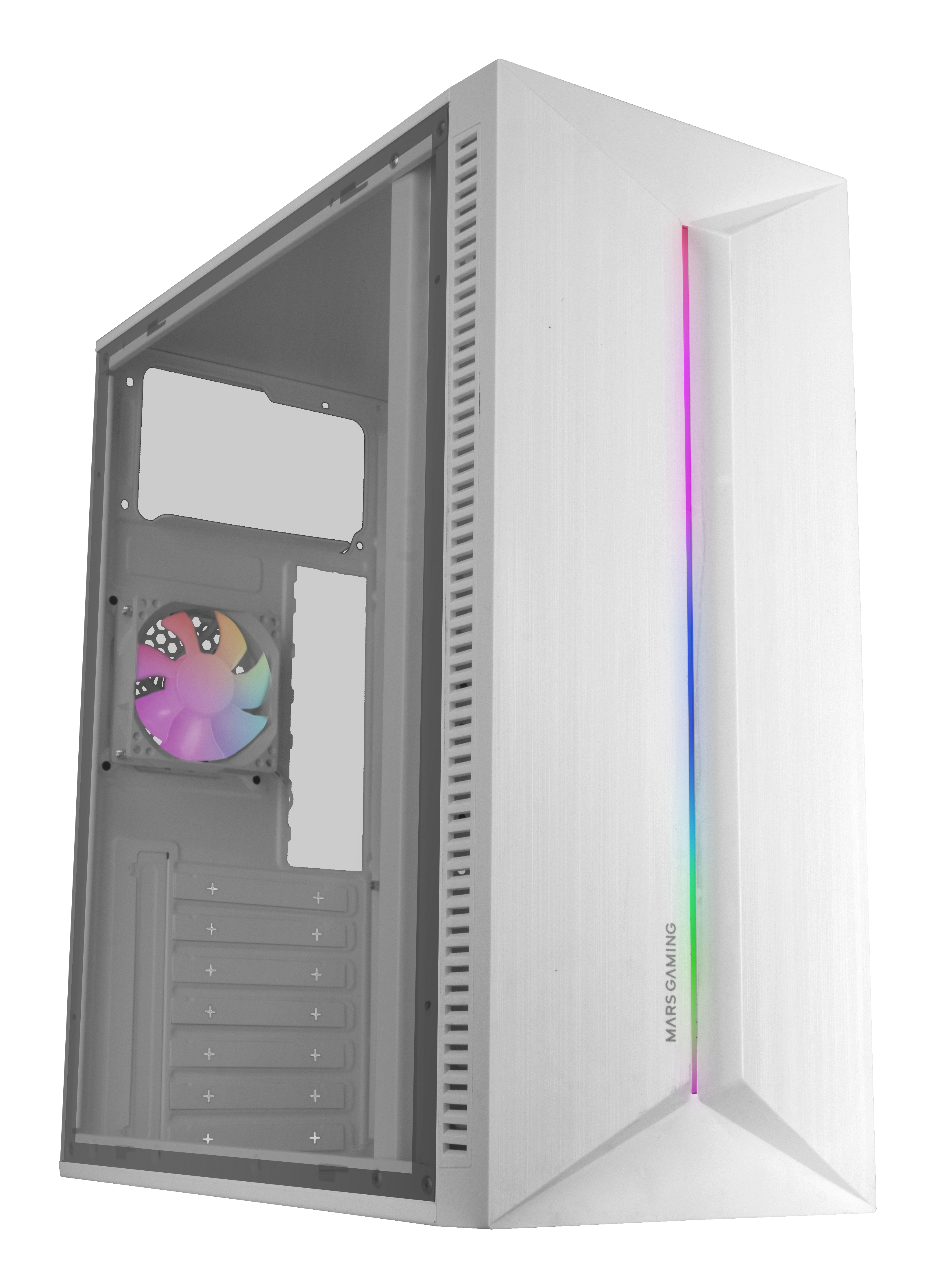 MARS GAMING Boitier Moyen Tour ATX MC-Blaze RGB avec panneaux vitrés (Blanc)