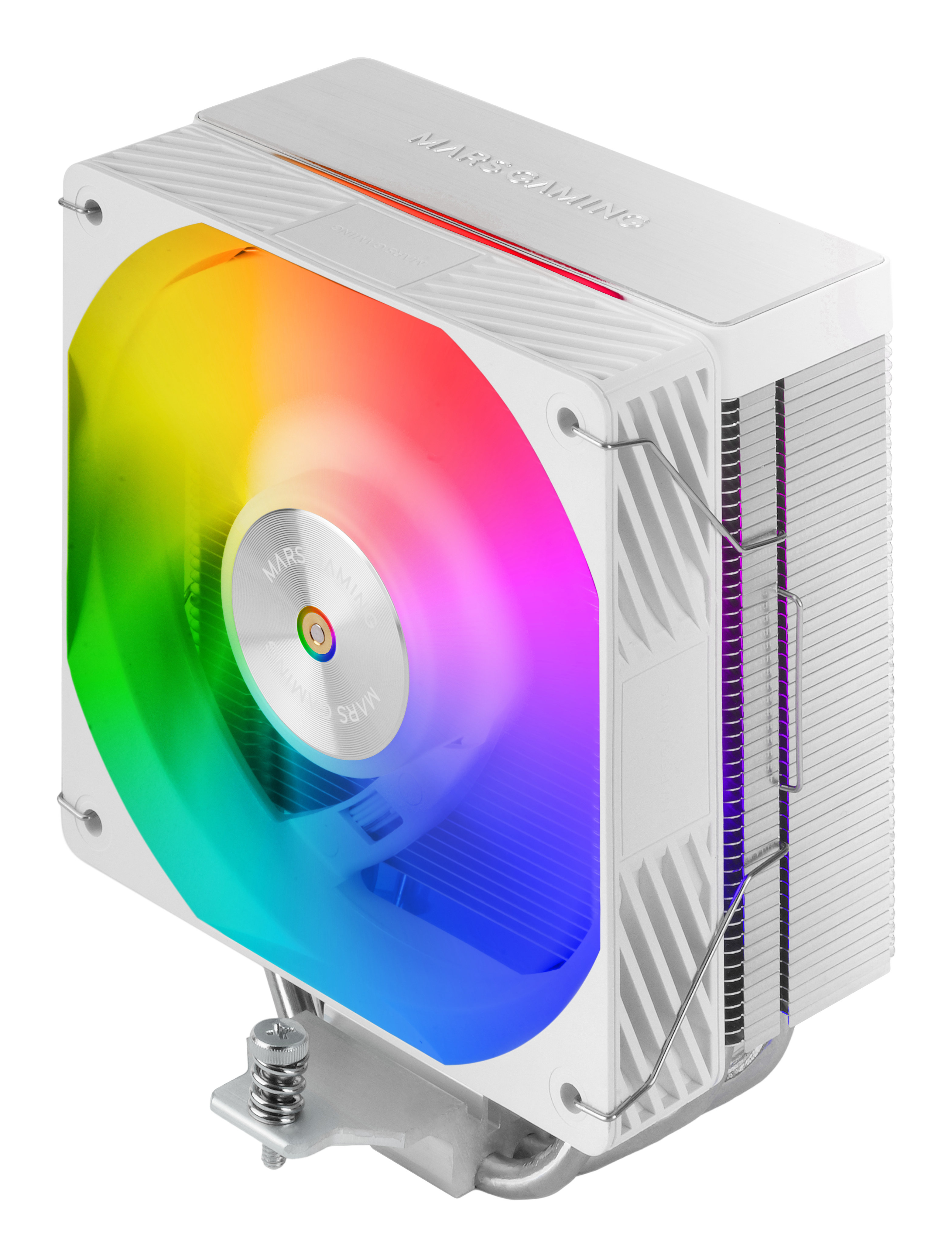 MARS GAMING Dissipateur thermique pour processeur Mcpu-x4argb, 220 W TDP, 4 caloducs, ventilateur 120 mm, blanc