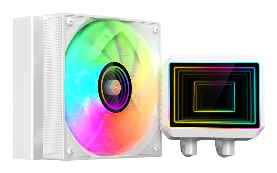 MARS GAMING Système de refroidissement liquide ML-Two120 AIO, 300 W TDP, 1 ventilateur ARGB, pompe de 4e génération, blanc.