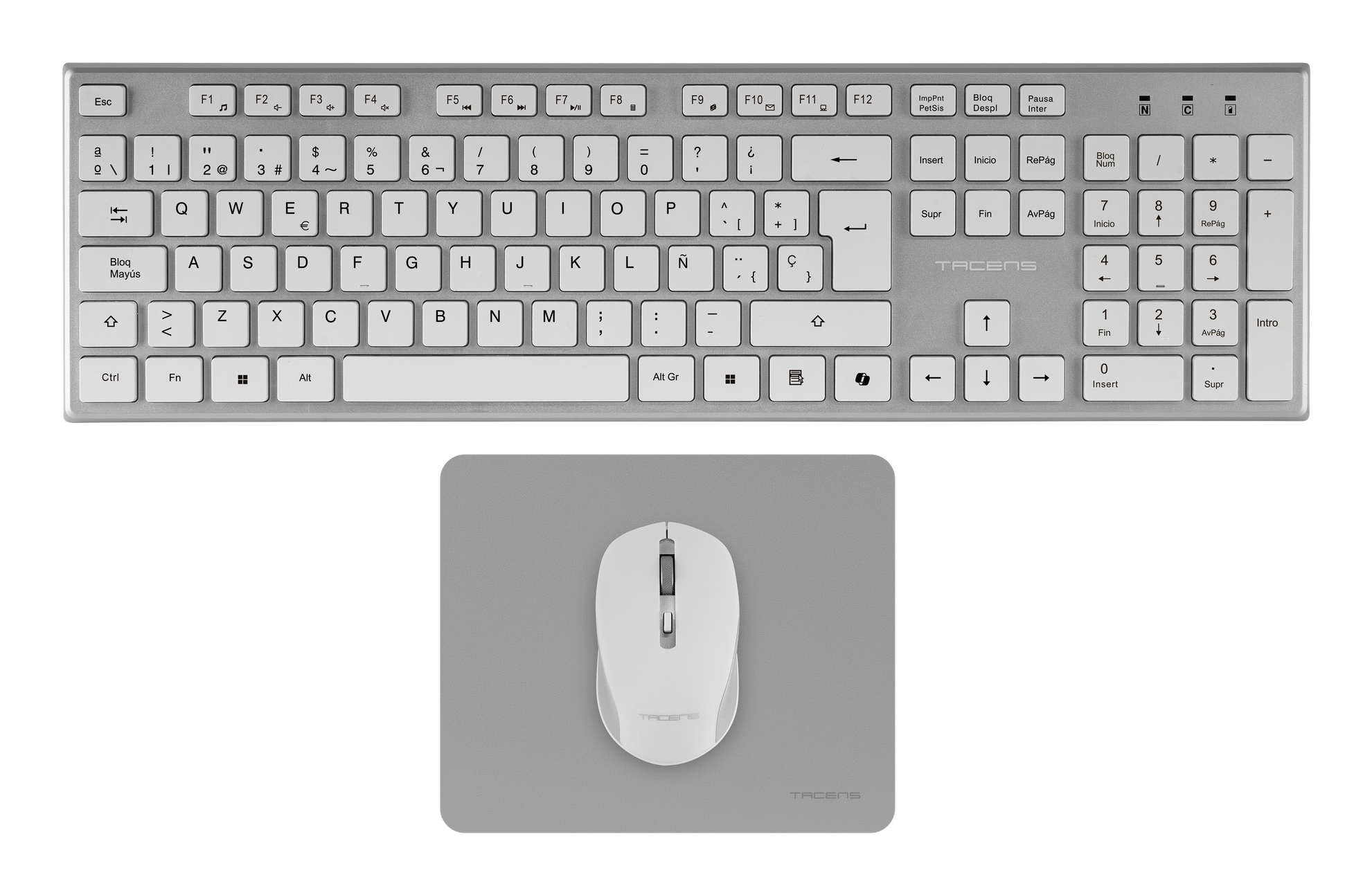 Tacens Zenith Ensemble clavier sans fil 3-en-1 Duallink 2,4 GHz avec souris optique et souris à membrane