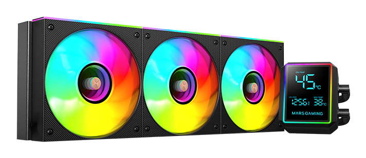 MARS GAMING Refroidissement liquide tout-en-un  ML-LCDPRO360, pompe TDP 600 W, 4e génération, 3 ventilateurs, noir