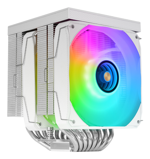 MARS GAMING Refroidisseur de processeur  Mcpu-lcdpro 380 W, 8 caloducs, 2 ventilateurs de 120 mm, écran LCD XL, blanc