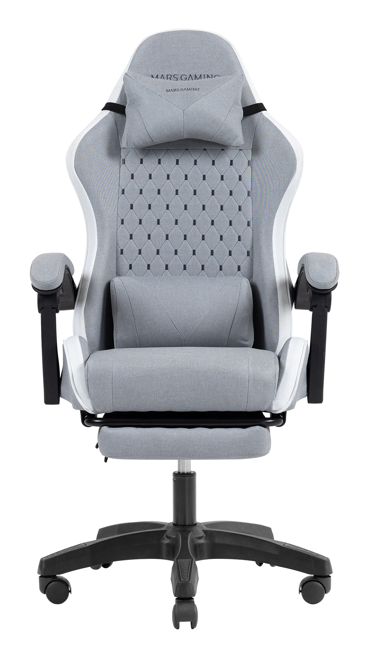 MARS GAMING Chaise de jeu ergonomique Mgc-x, tissu respirant, coussin cervical et lombaire, blanc