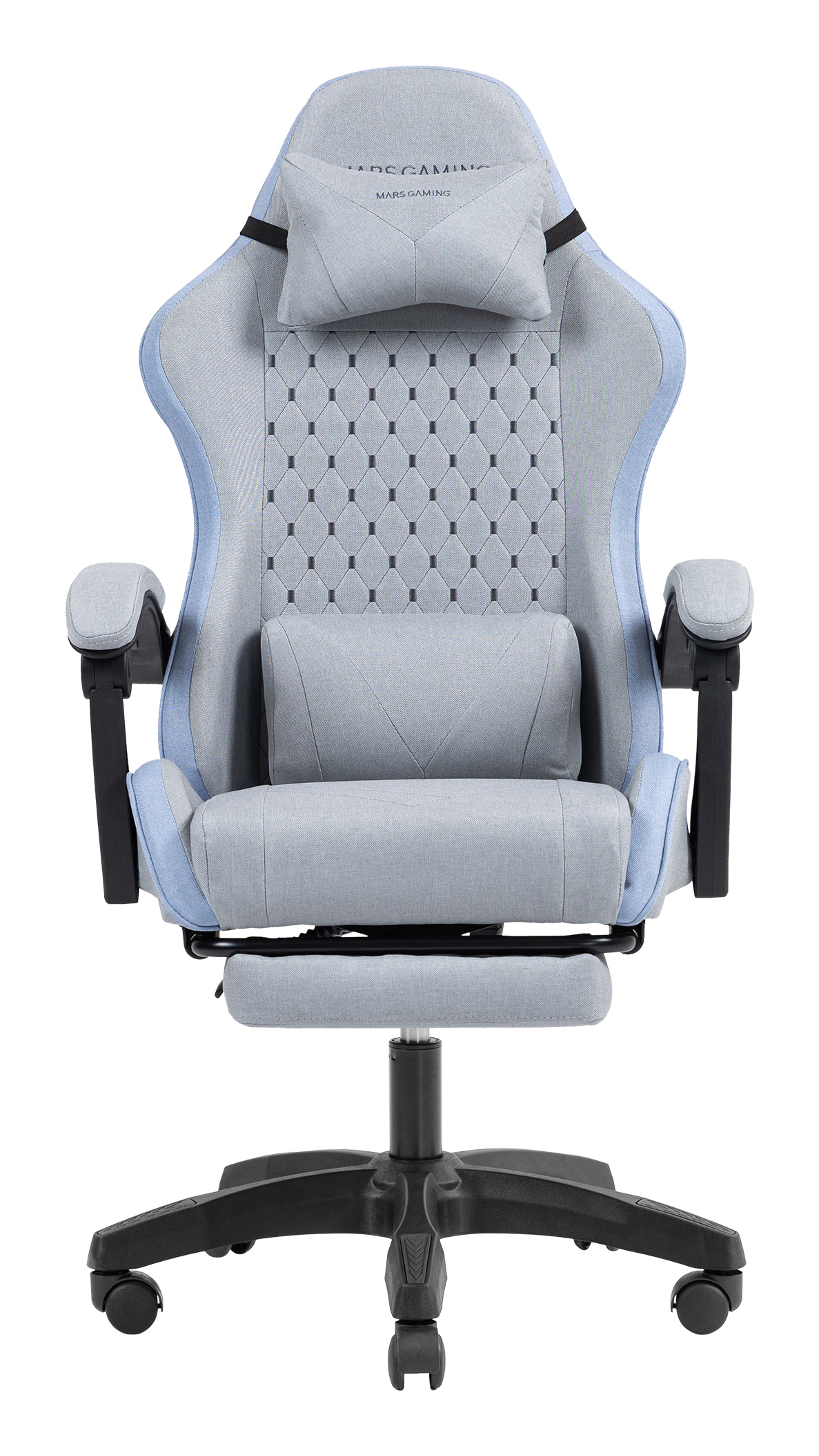 MARS GAMING Chaise de jeu ergonomique  Mgc-x, tissu respirant, coussin cervical et lombaire, bleu