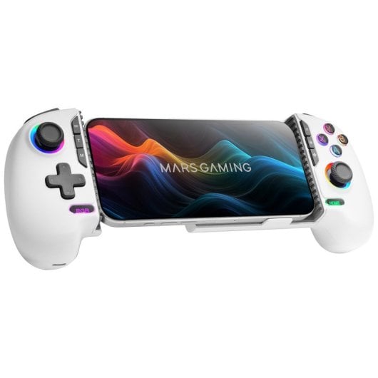 MARS GAMING Manette de jeu Bluetooth  MGPX Pro jusqu'à 7 pouces, compatible PS4/Switch/Switch 2/PC/Android/iOS 13.0+, blanche