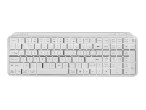 MARS GAMING Clavier sans fil MK-Silenkeys, format complet, profil bas, pour PC/Mac, disposition espagnole, blanc