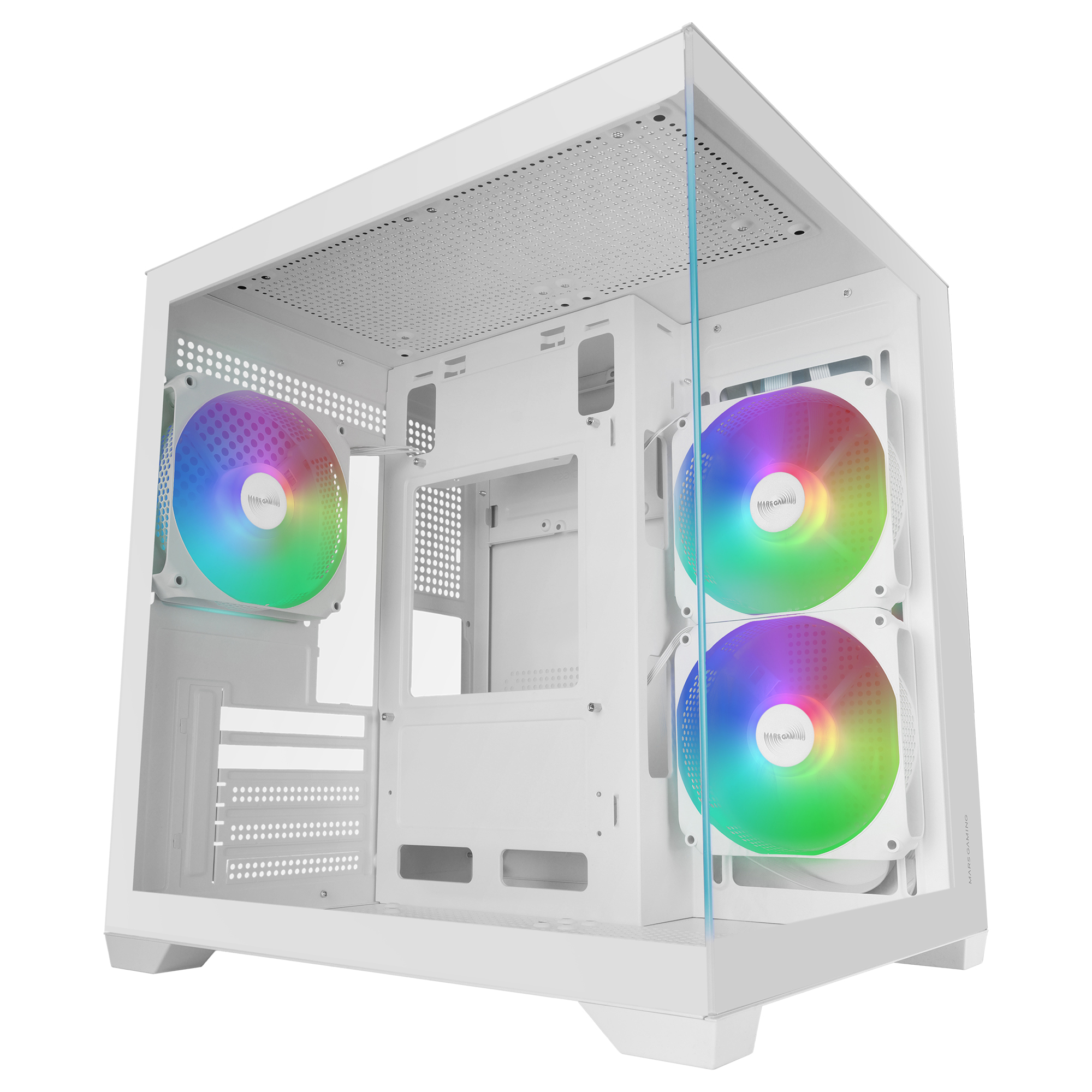 MARS GAMING Boitier Mini Tour Micro ATX  MC-View3 RGB avec panneaux vitrÃ©s (Blanc)
