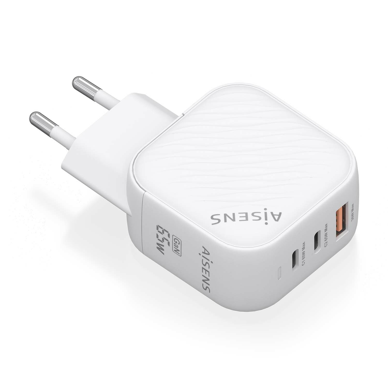 Aisens Chargeur  ASCH-65W3P026-W 65 W GaN 2 x USB-C PD3.0 QC4.0 1 x USB-A QC3.0 Blanc