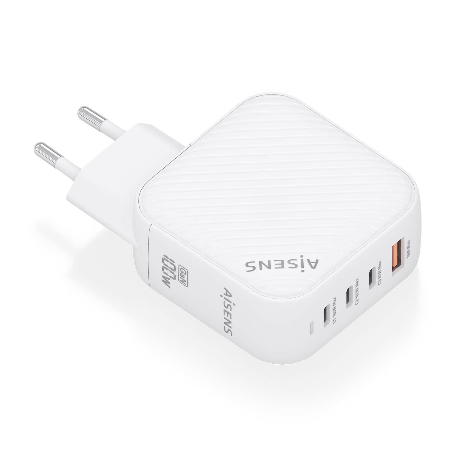 Aisens chargeur Gan 100w, 3xusb-c Pd3.0 Qc4.0, 1xusb-a Qc3.0, blanc