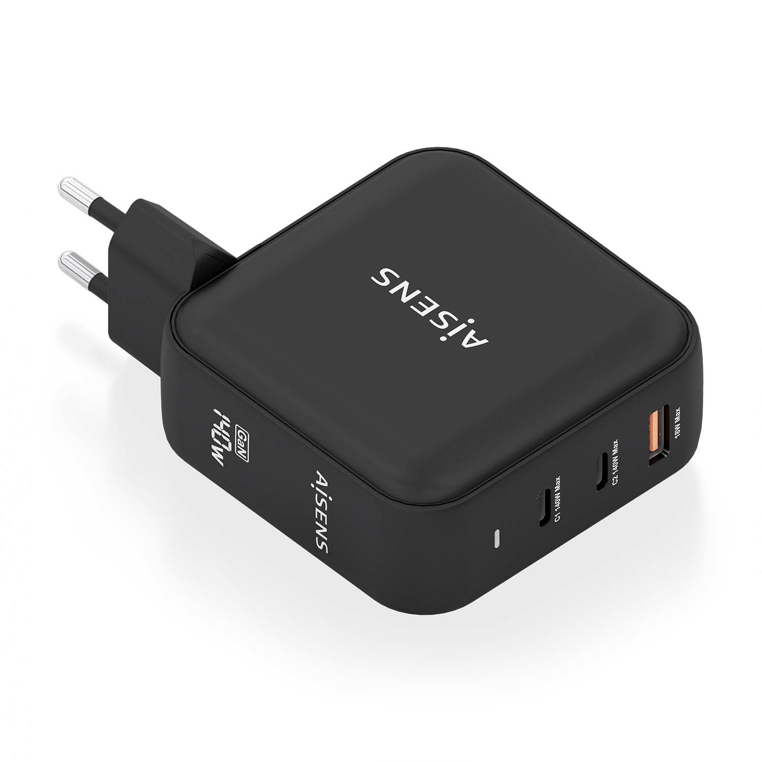 Aisens Chargeur ASCH-140W3P031-BK 140 W GaN 2 x USB-C PD3.1 QC4.0 1 x USB-A QC3.0 Noir