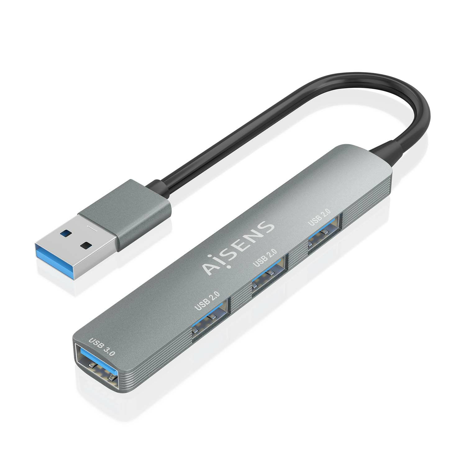 Aisens AISENS A106-0859 Hub USB 3.0 Aluminium 1xUSB3.0+3xUSB2.0 10cm Gris PC