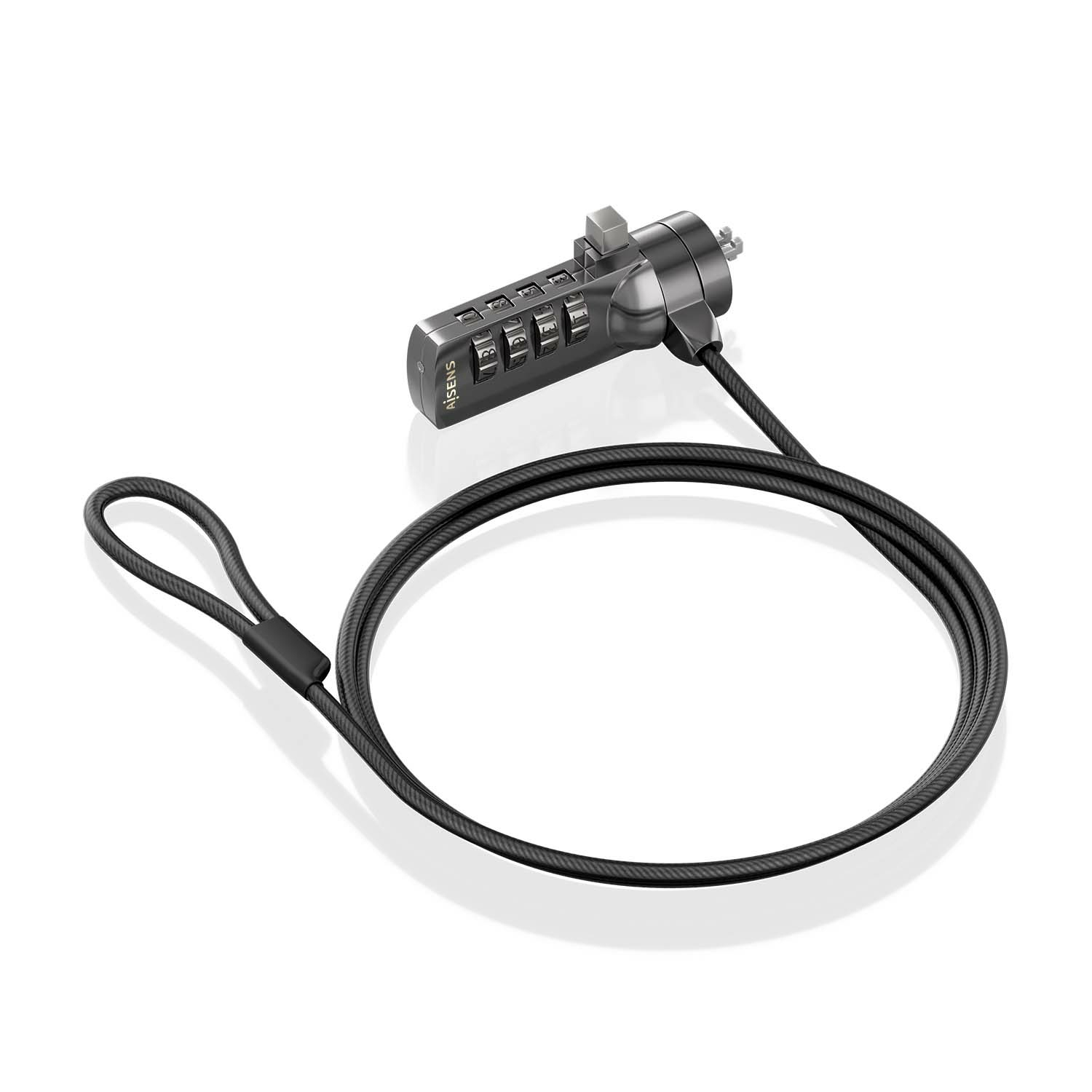 Aisens Câble de sécurité combiné à 4 chiffres Kensington 1,5 m avec revêtement en vinyle