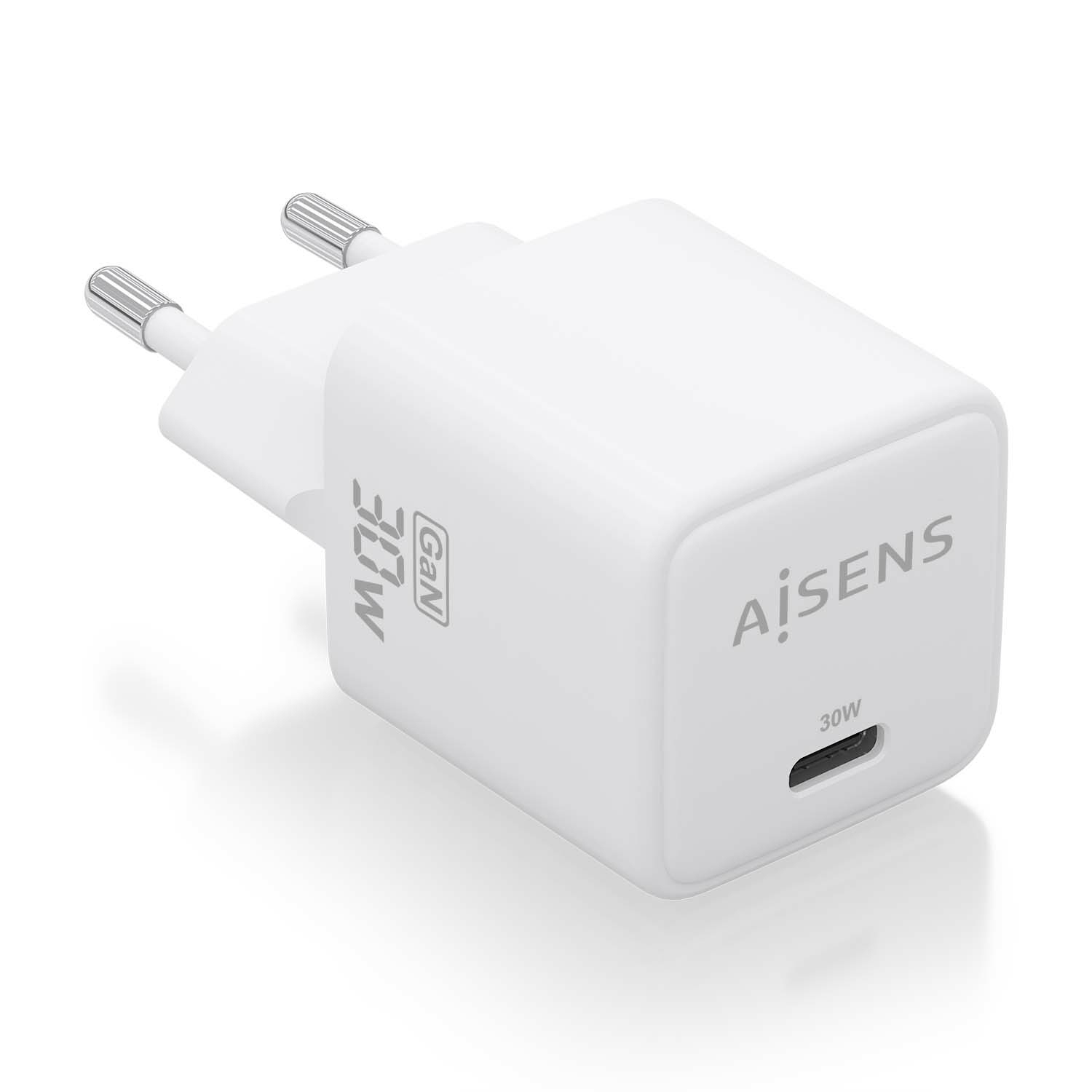 Aisens Chargeur ASCH-30W1P035-W GaN 30 W 1 x USB-C PD3.0 QC4.0 Blanc