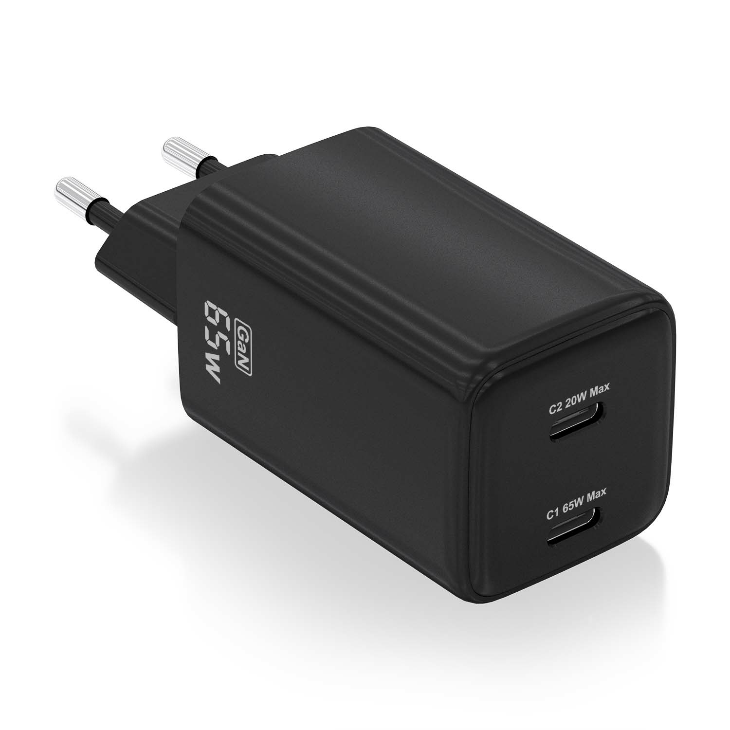 Aisens Chargeur ASCH-65W2P040-BK 65 W GaN 2xUSB-C PD3.0 QC4.0 Noir