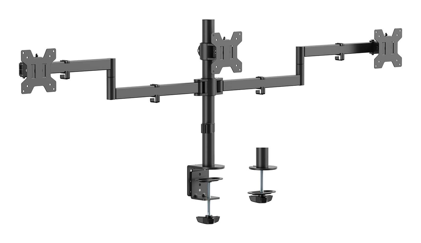 Aisens Support de table AISENS DT27TSR-281 pour 3 écrans, acier, VESA 100x100, 10 kg par bras
