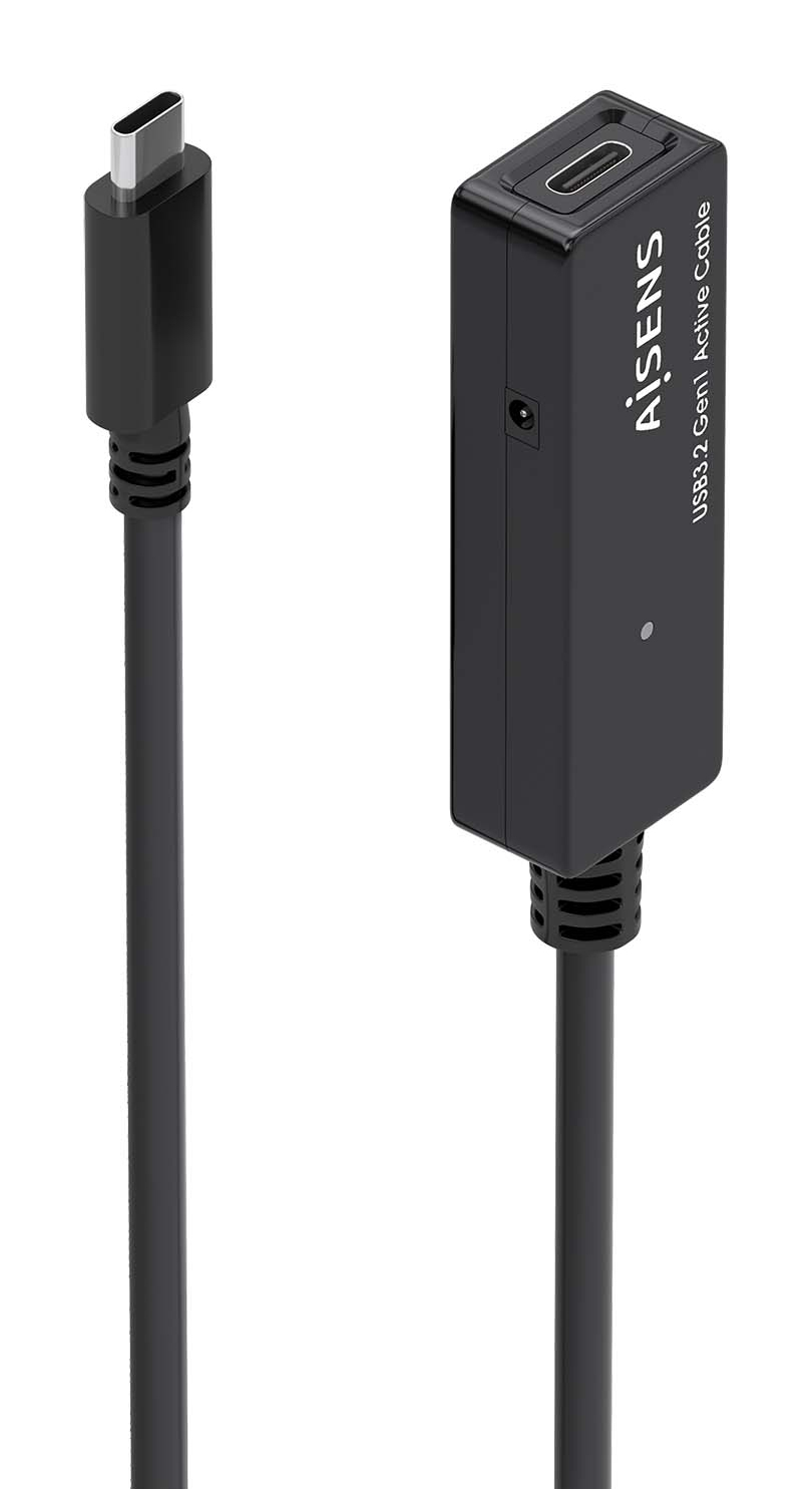 Aisens Câble d'extension USB 3.2 AISENS A107-0870 10 m USB Type-C/M-H Amplifié 5 Gbit/s 100 W Noir
