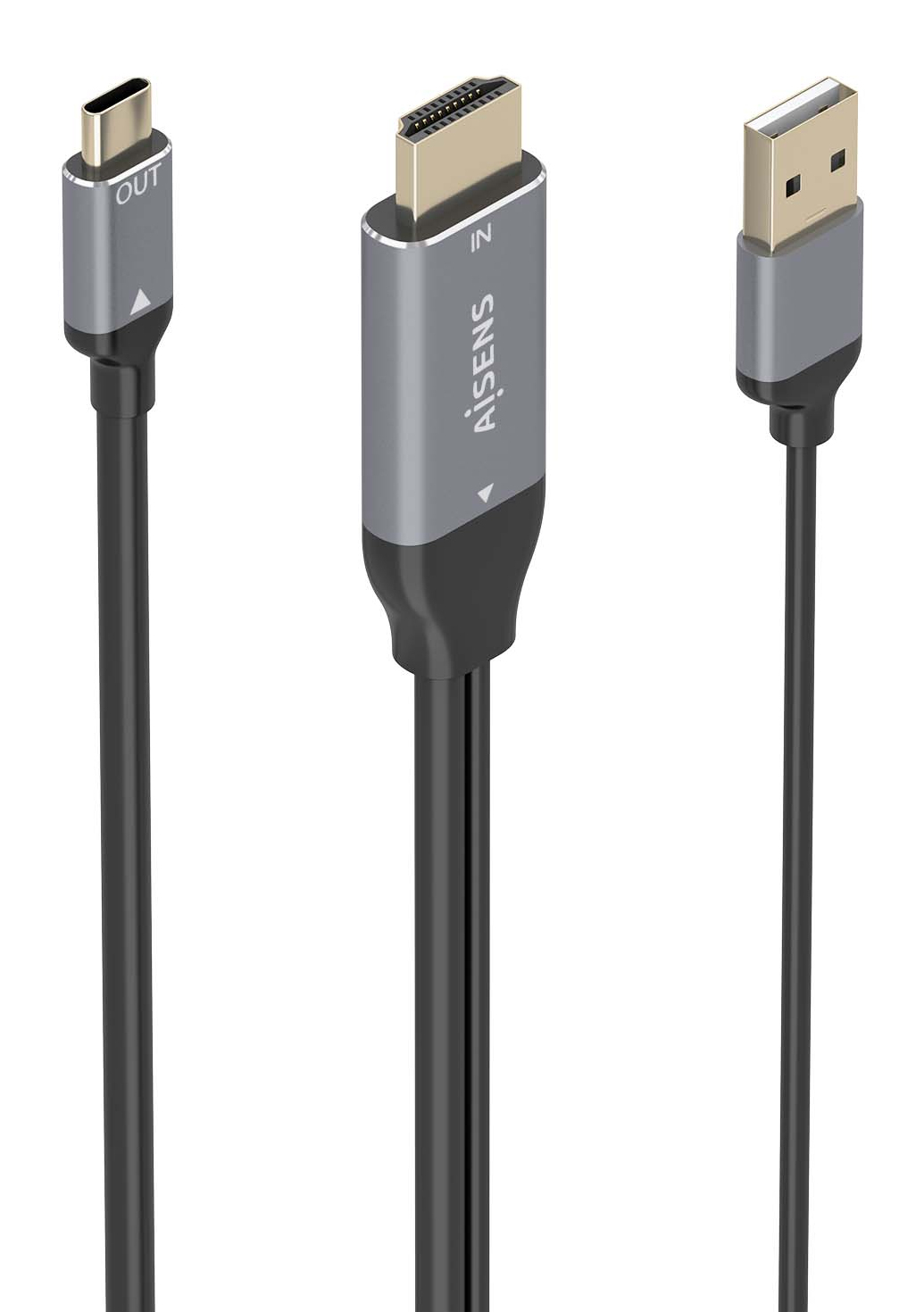 Aisens Câble convertisseur HDMI 2.0 mâle USB-A mâle vers USB-C mâle AISENS A109-0871 4K 1,8 m noir