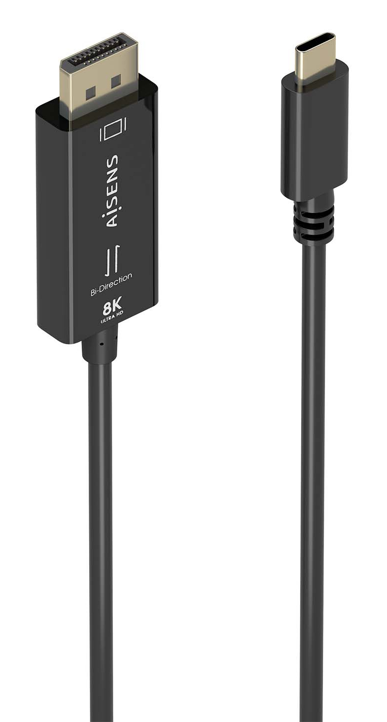 Aisens Câble Convertisseur Bidirectionnel USB-C A109-0879 8K@60Hz, 1.8m, Noir