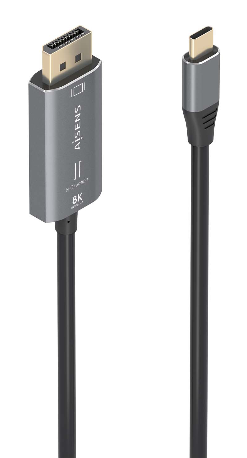 Aisens Câble convertisseur USB-C/DisplayPort 8K AISENS A109-0880 1,8 m noir bidirectionnel en aluminium