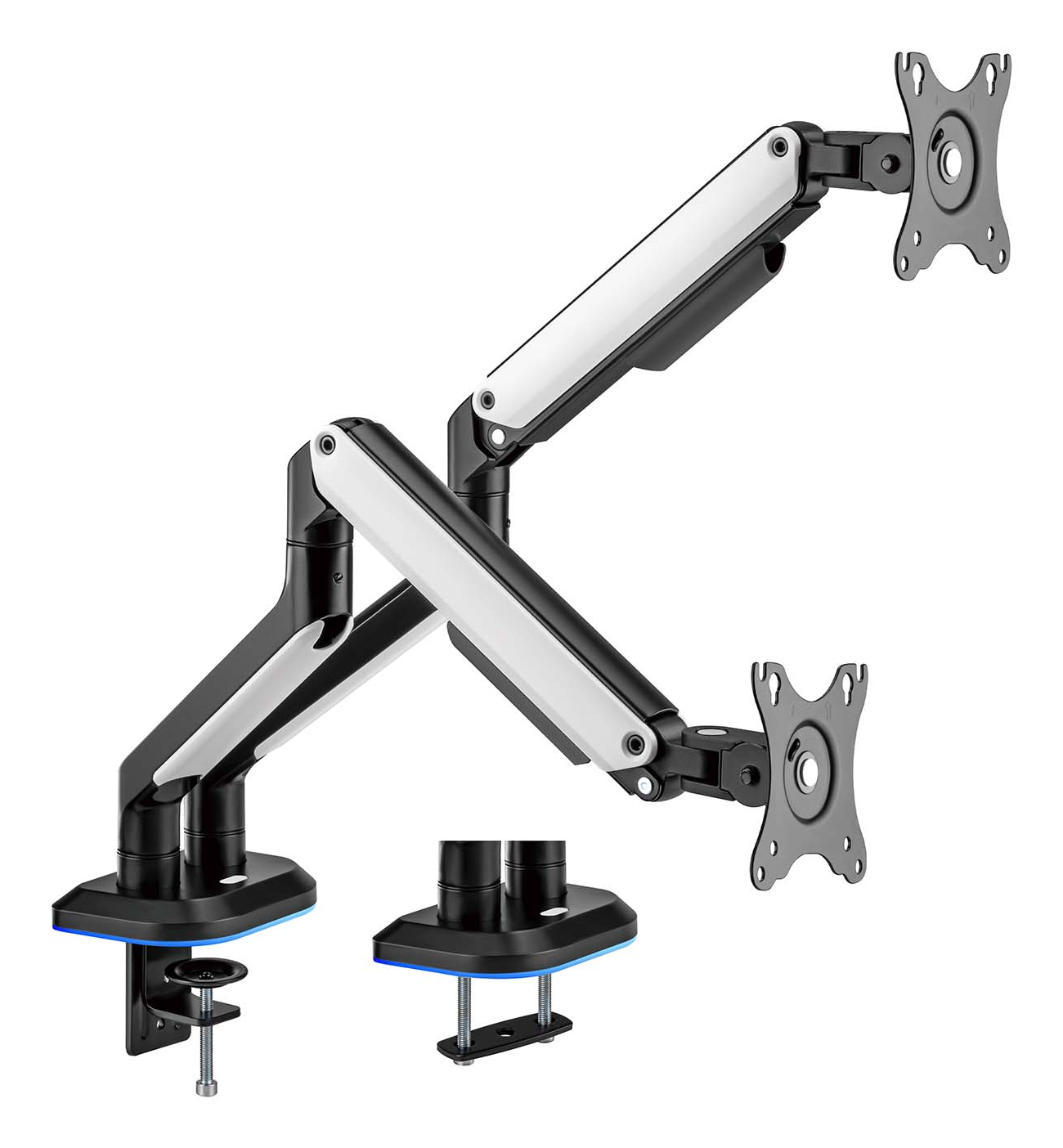 Aisens AISENS Support de table de jeu RGB contrepoids rotatif et inclinable pour moniteur/TV 9 kg (3 pivots, 2 bras) de 17 à 32, noir-blanc