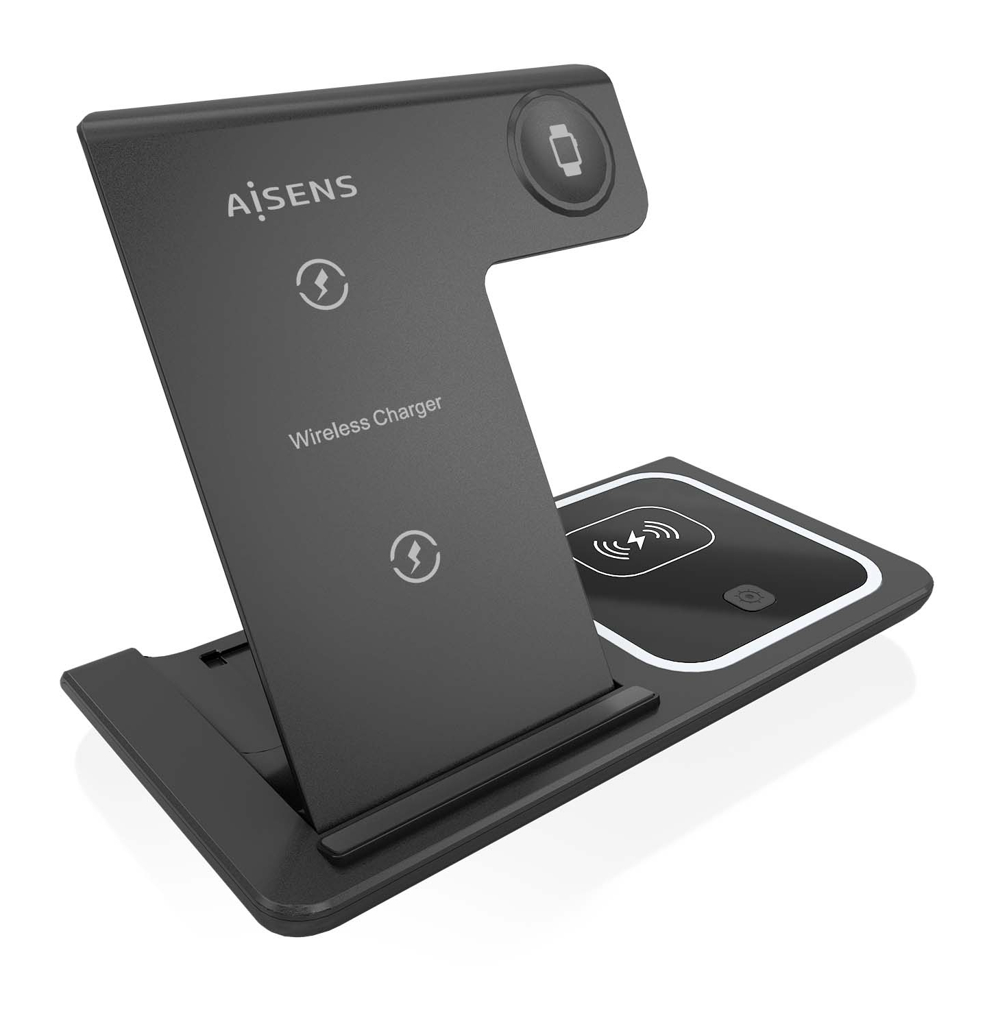 Aisens Chargeur sans fil USB-C 3-en-1 ASCH-15W3WC043-BK 15 W, noir