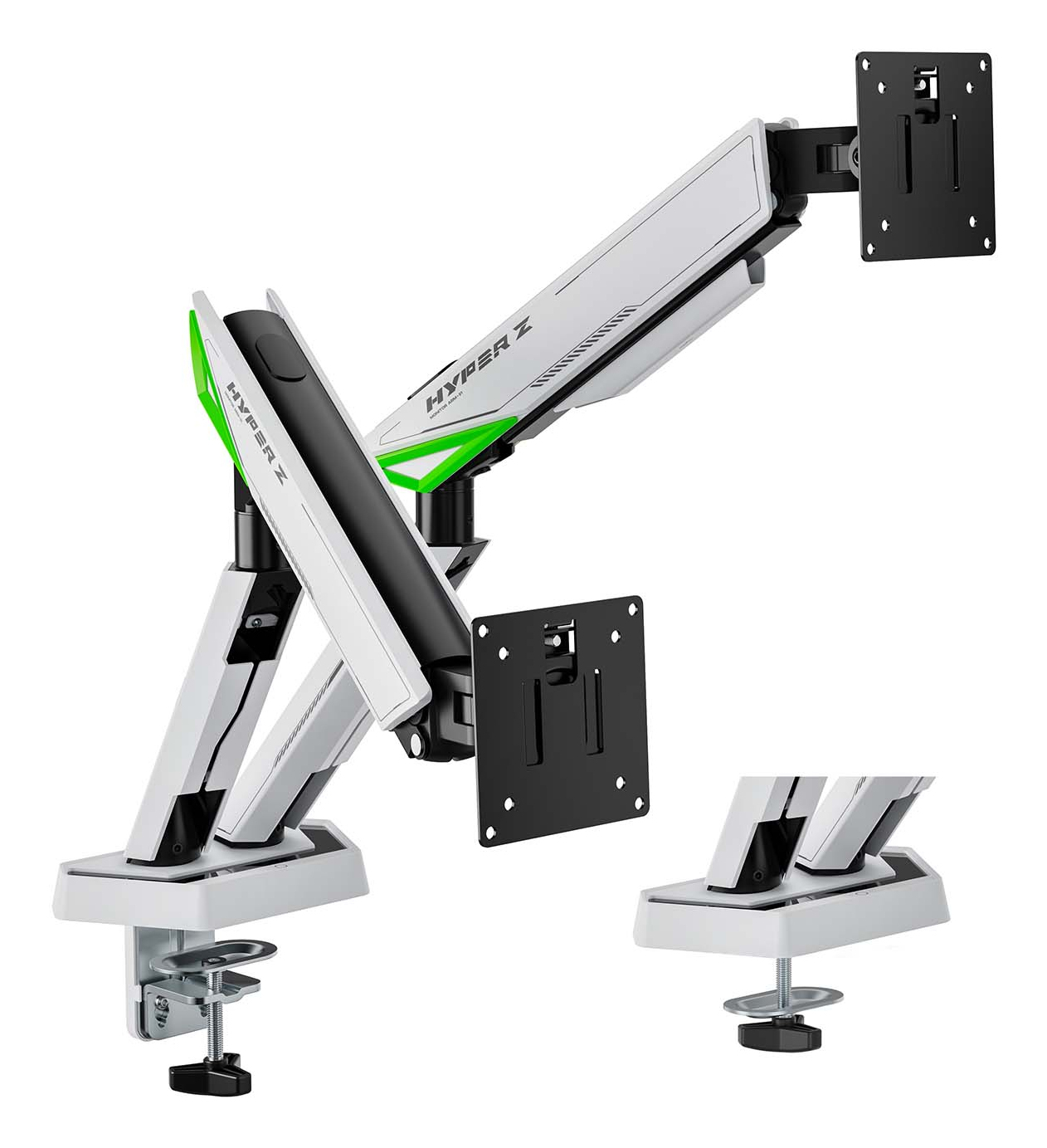 Aisens Support de bureau de jeu AISENS DT38TSR-345 pivotant et inclinable en aluminium et acier jusqu'à 2 x 38 pouces, 16 kg/bras