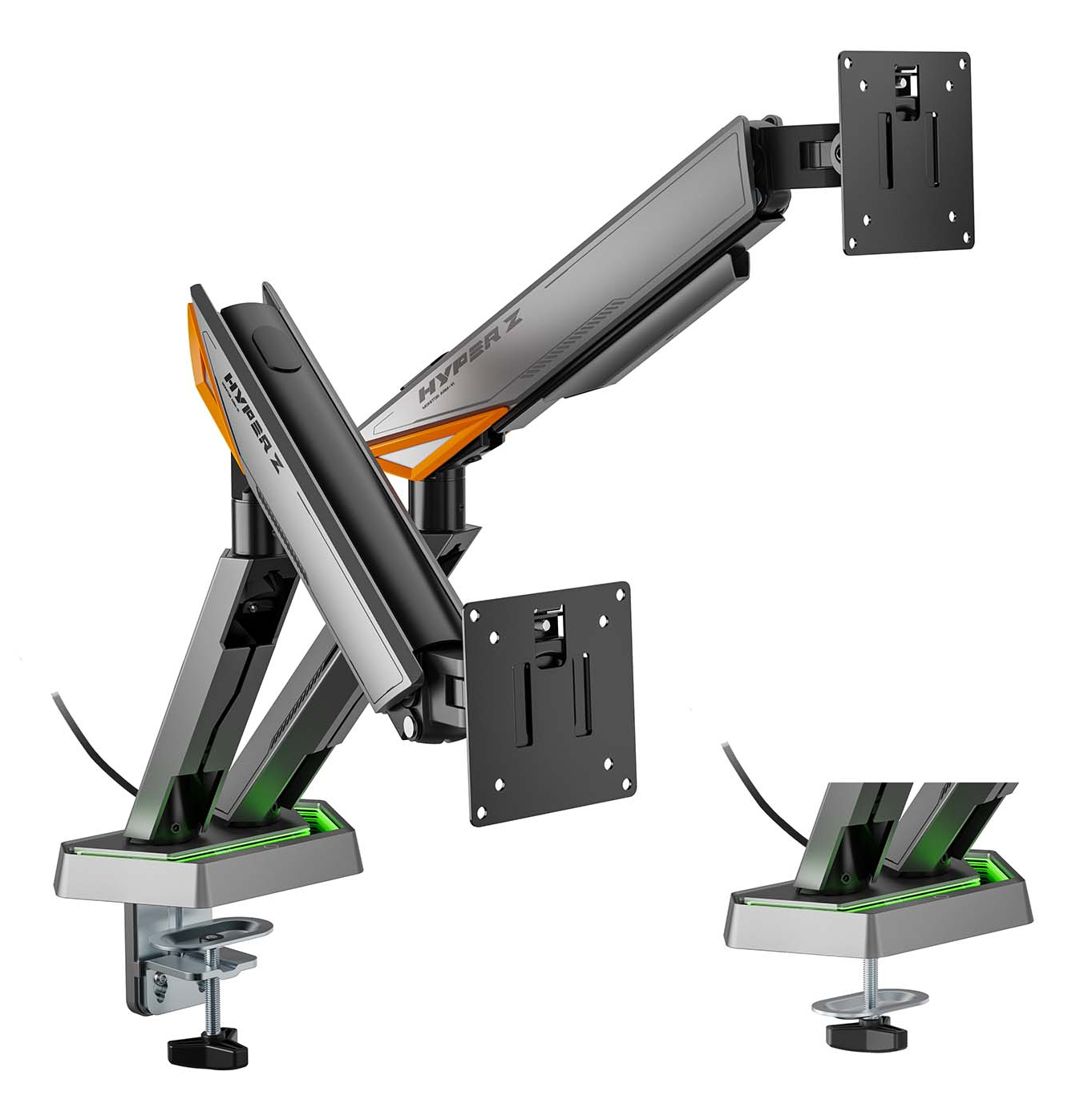 Aisens Support de bureau de jeu RGB DT38TSRRGB-349 pivotant et inclinable, 17-38 pouces, 16 kg