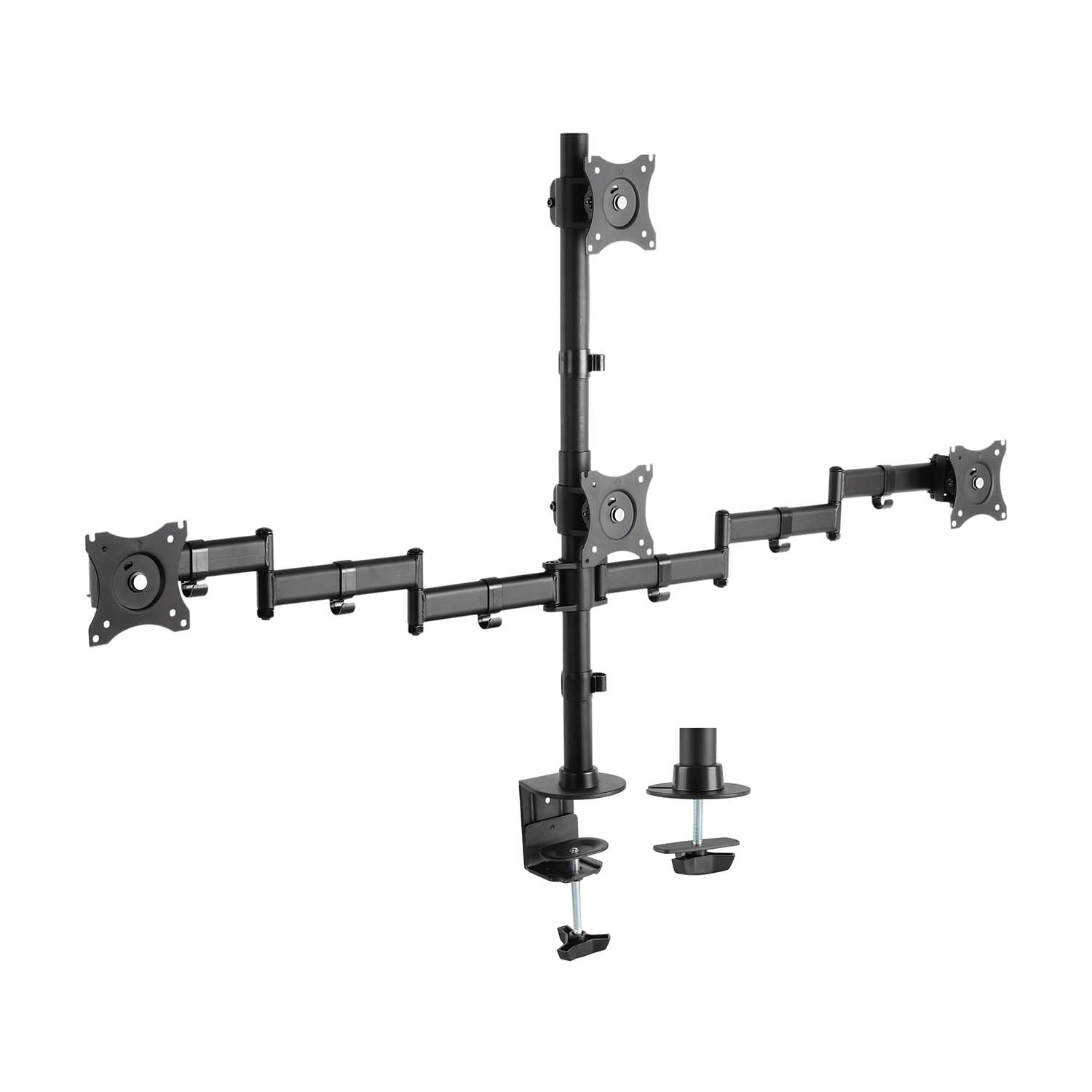 Aisens Support de bureau DT27TSR-379 pour 4 Moniteurs 8kg (4 Pivotements, 2 Bras) 13-27
