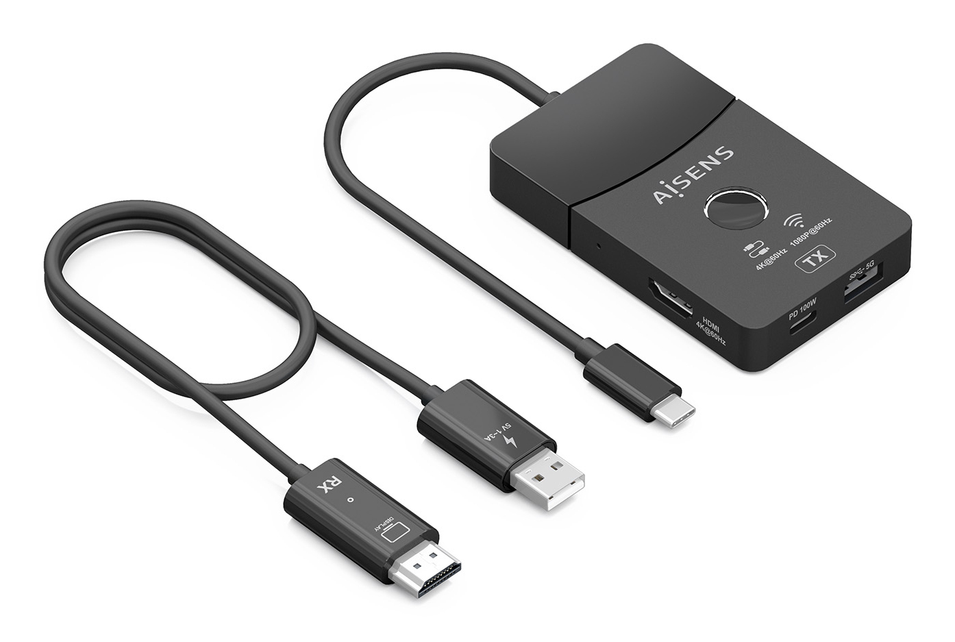 Aisens Station d'accueil ASWL-H2KDC30M05-BK USB-C HDMI Inalámbrico 4K PD 100W
