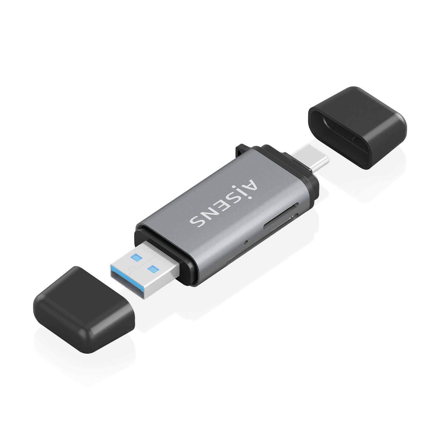 Aisens Lector de Tarjetas ASCR-2AC11-GR SD MicroSD MMC RS-MMC USB-A USB-C Gris
