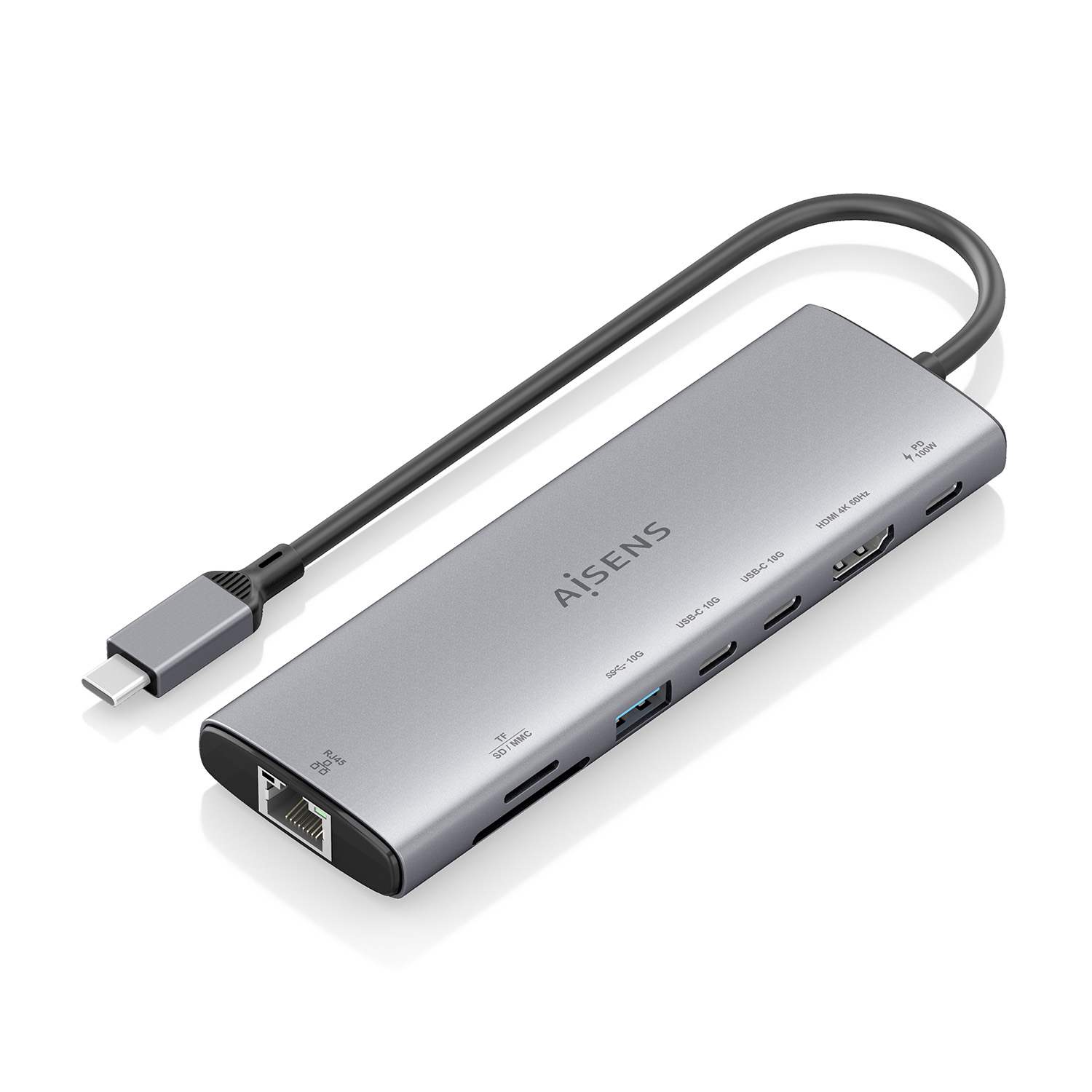 Aisens Station d'accueil USB-C ASUC-8P033-GR HDMI 4K RJ45 100W gris