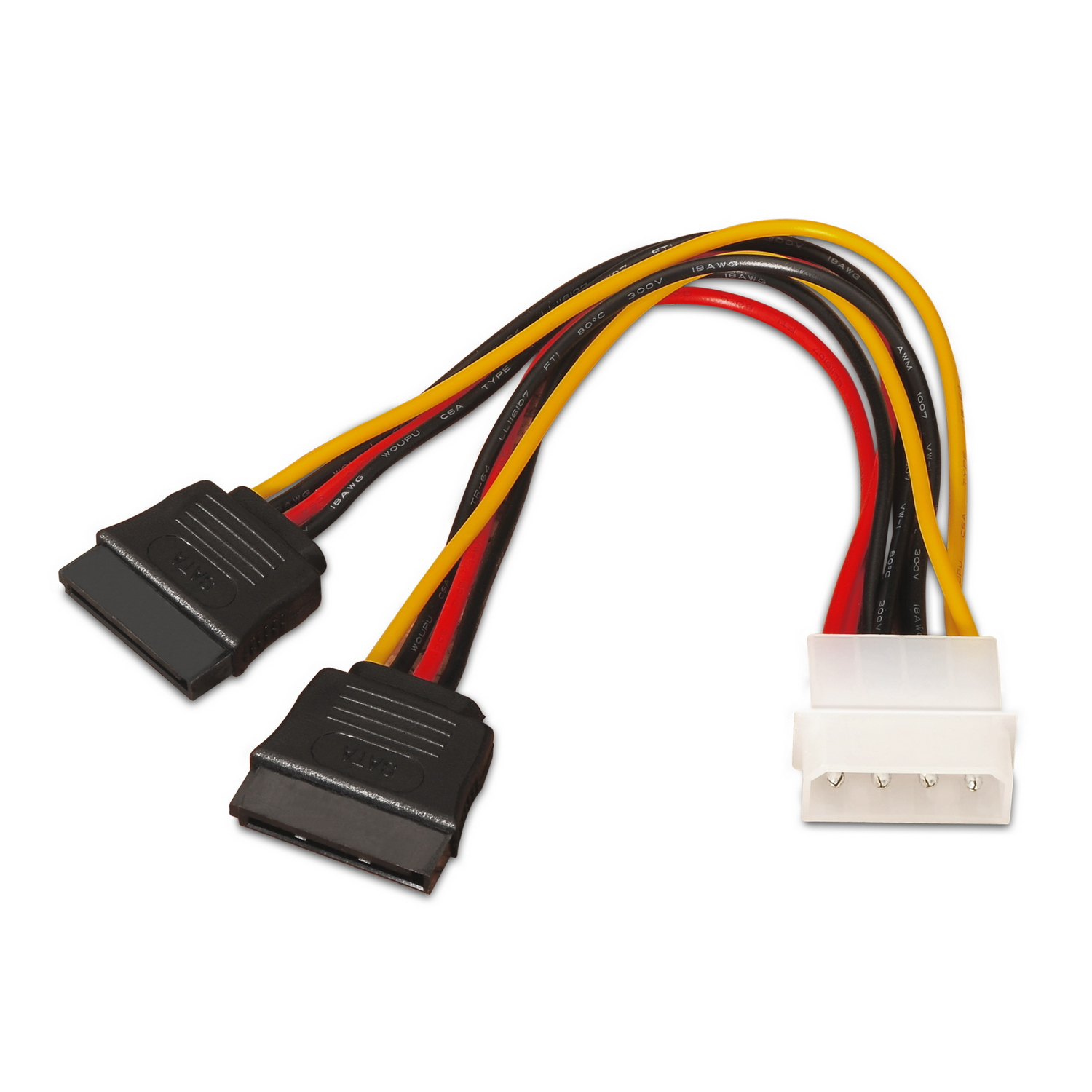 Aisens Câble SATA AISENS A131-0161 20cm Molex 4 Pin vers 2x SATA H/F RoHS 100% Cu